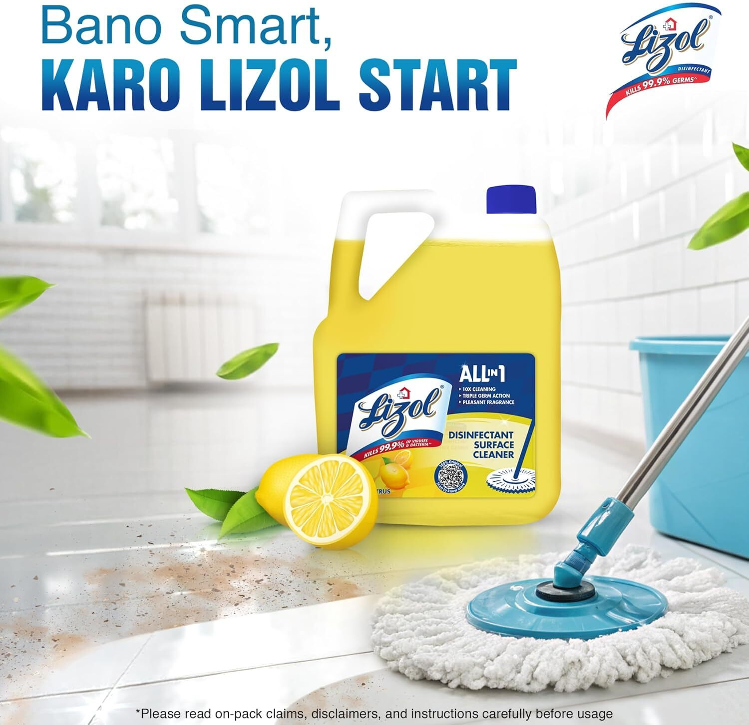 Image of Lizol Disinfectant Suitable for All Floor Cleaner Mopse Citric (5 L)