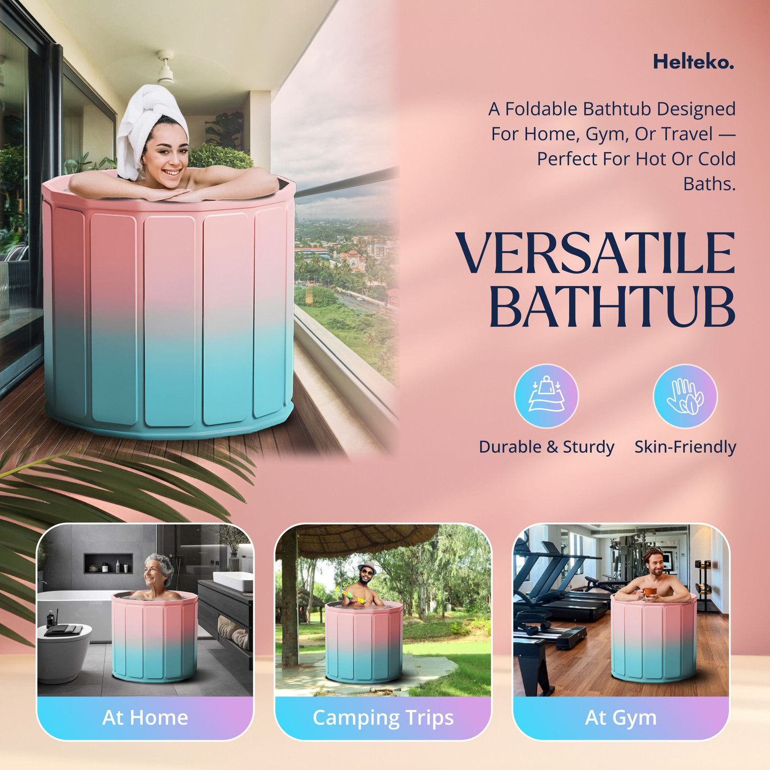 Image of Helteko Premium Inflatable Bath Tub for Adults Free-standing Bathtub (40 - 50 L)