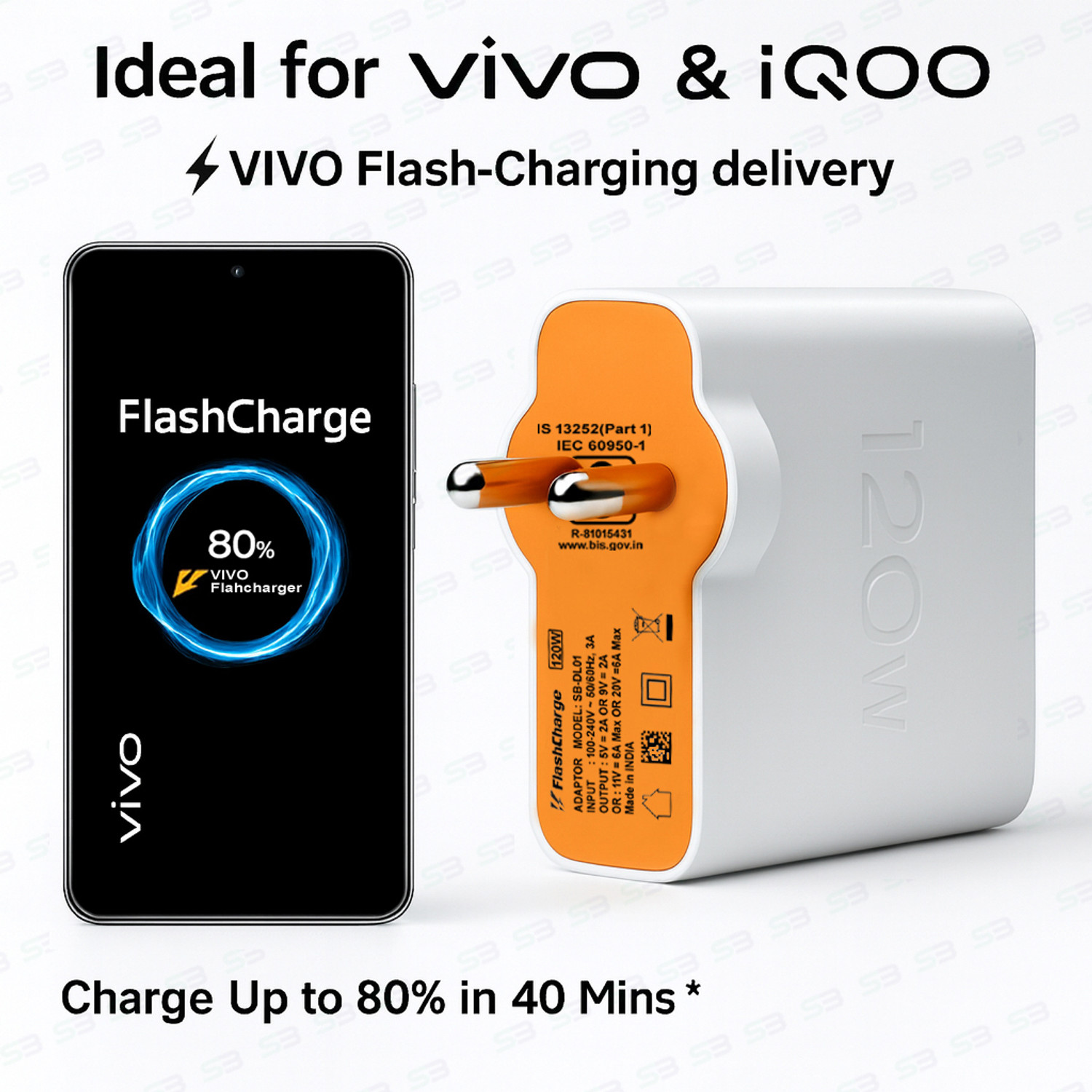 Image of shopbucket 120 W Quick Charge 6 A Wall Charger for Mobile with Detachable Cable (White, Cable Included)
