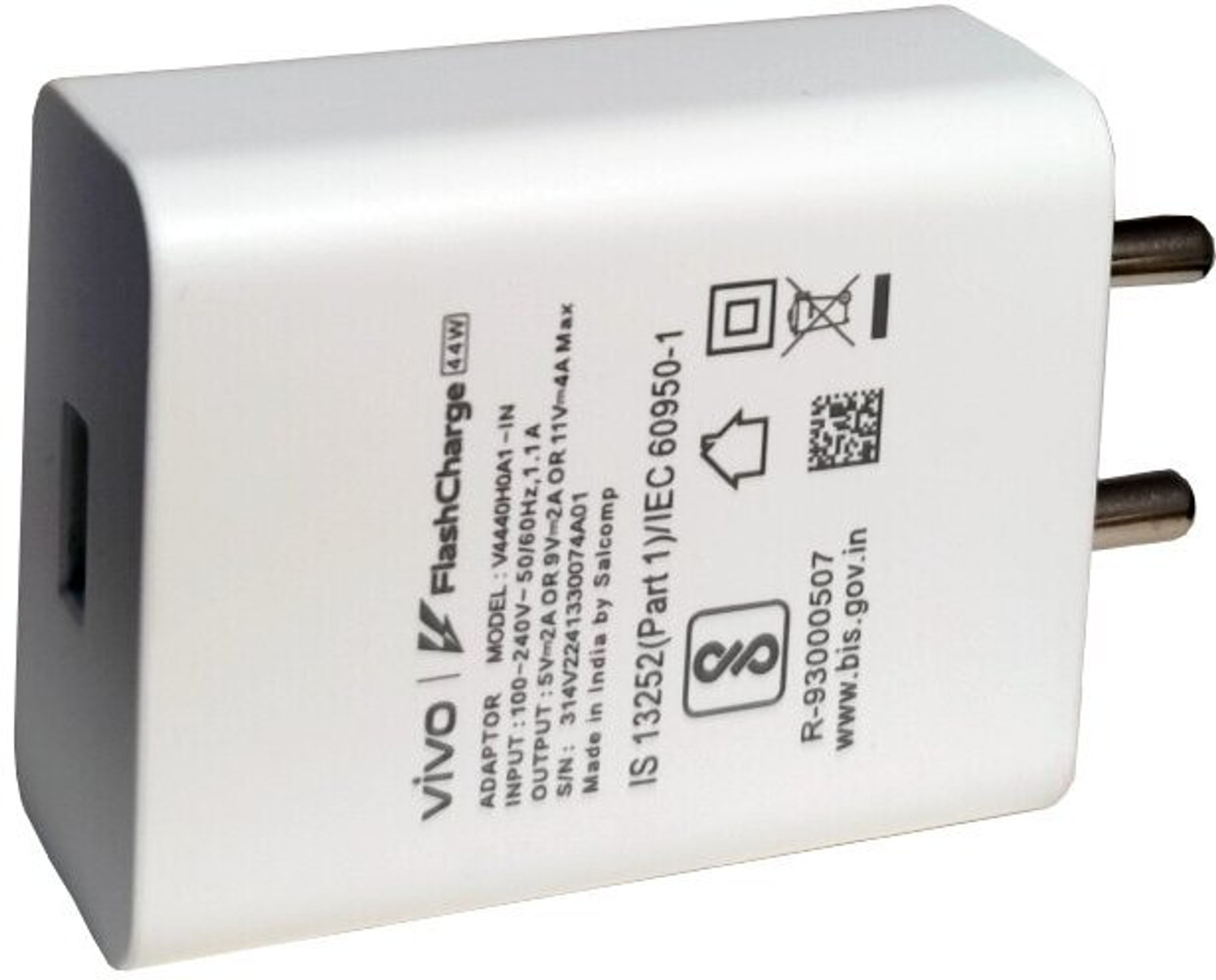 Image of vivo 44 W 10 A Wall Charger for Mobile (White)