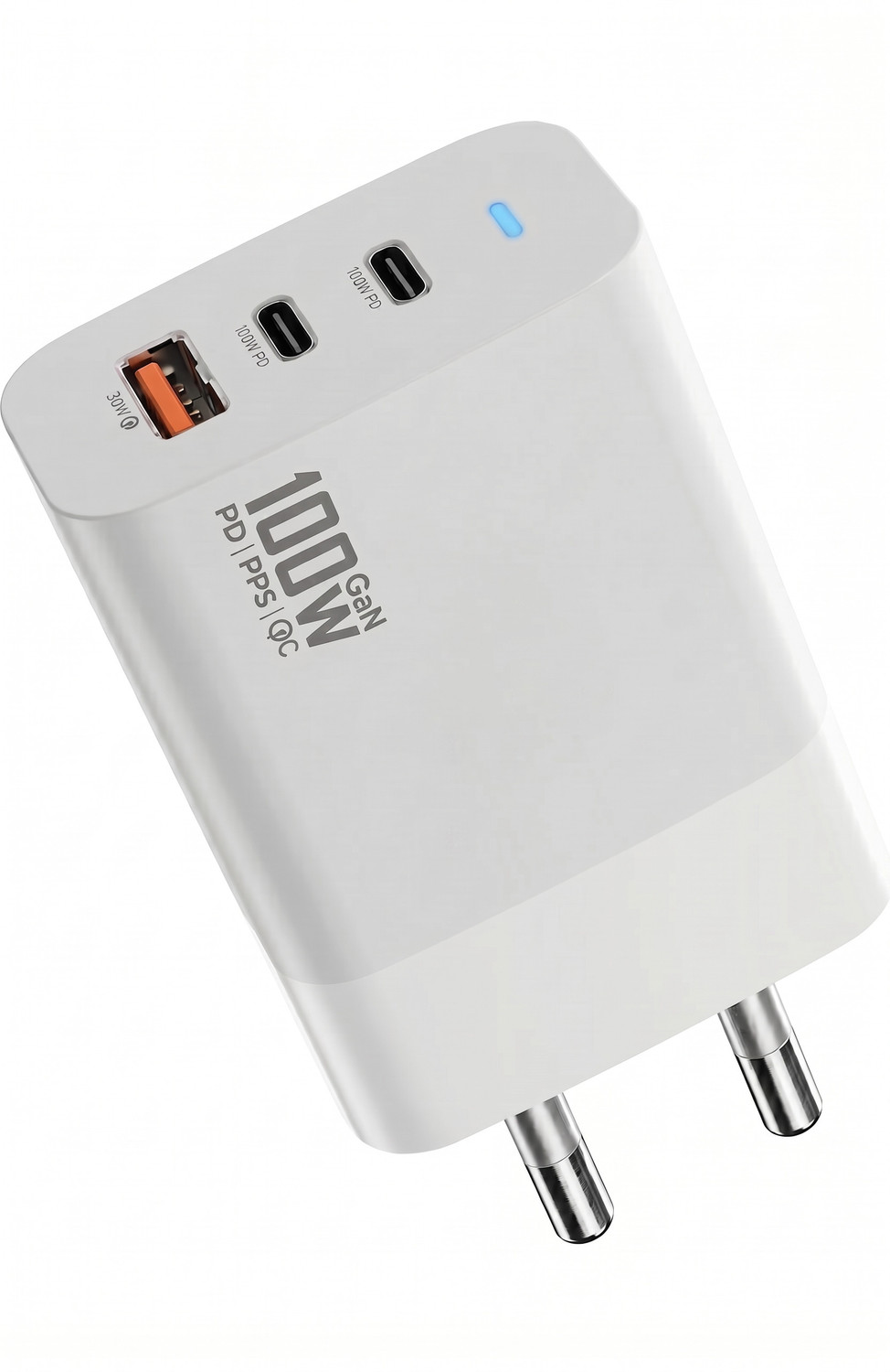 Image of Coracao 100 W GaN 5 A Wall Charger for Mobile with Detachable Cable (White)