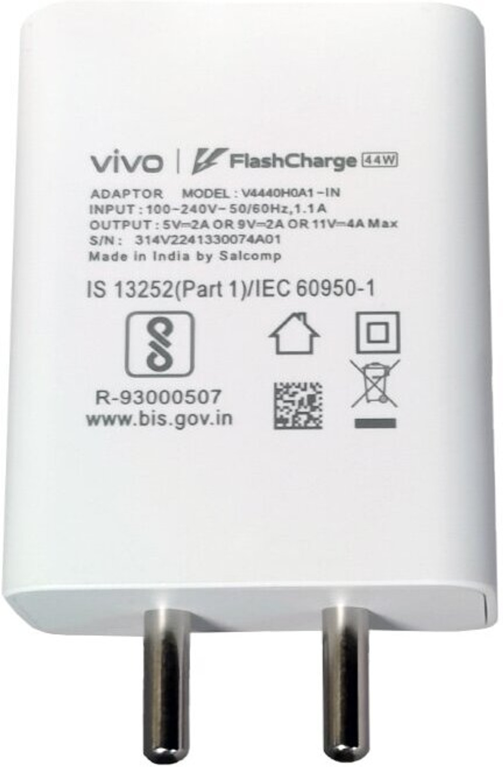 Image of vivo 44 W 10 A Wall Charger for Mobile (White)