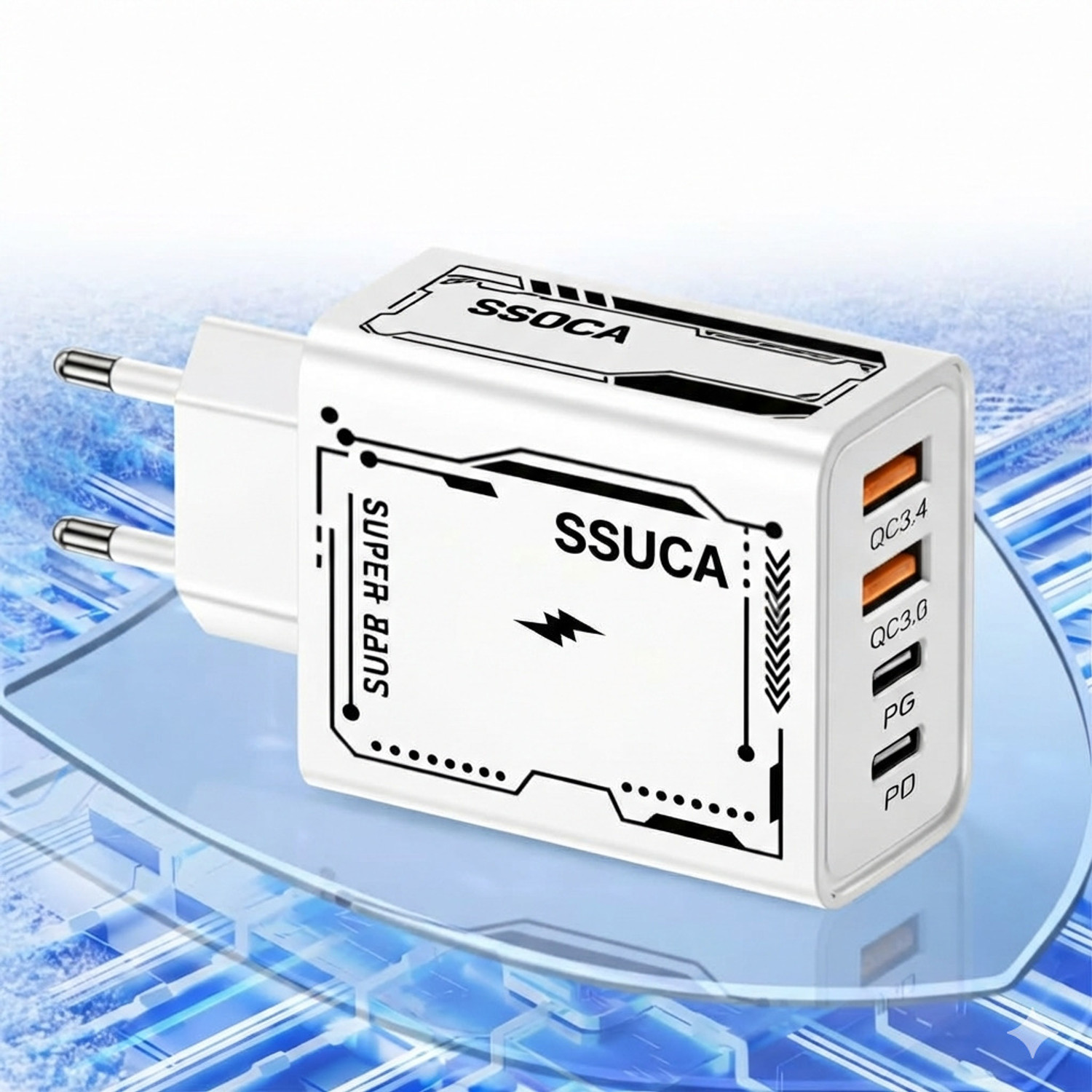 Image of Coracao 100 W GaN 5 A Wall Charger for Mobile with Detachable Cable (White)