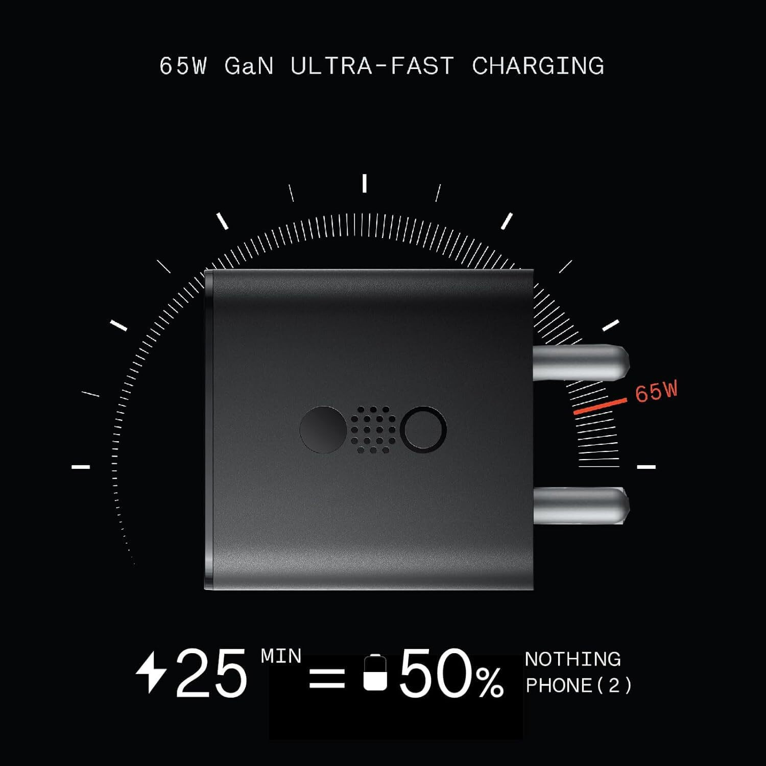 Image of CMF by Nothing 65 W GaN 3 A Wall Charger for Mobile (Black)