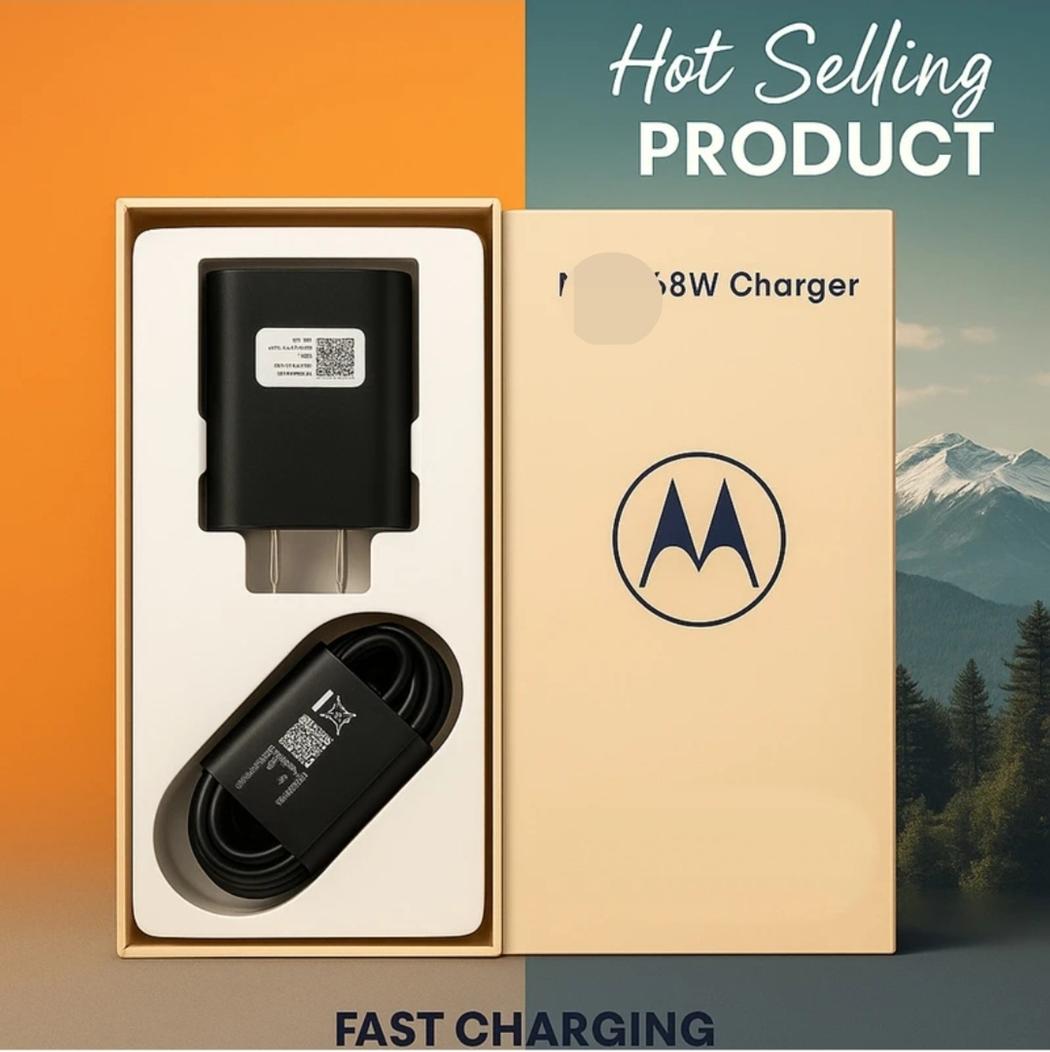 Image of Lynacz Original 20 W Wall Charger for Mobile with Detachable Cable (20W Fast Charging Adapter Compatible with Motorola Moto More-Black)