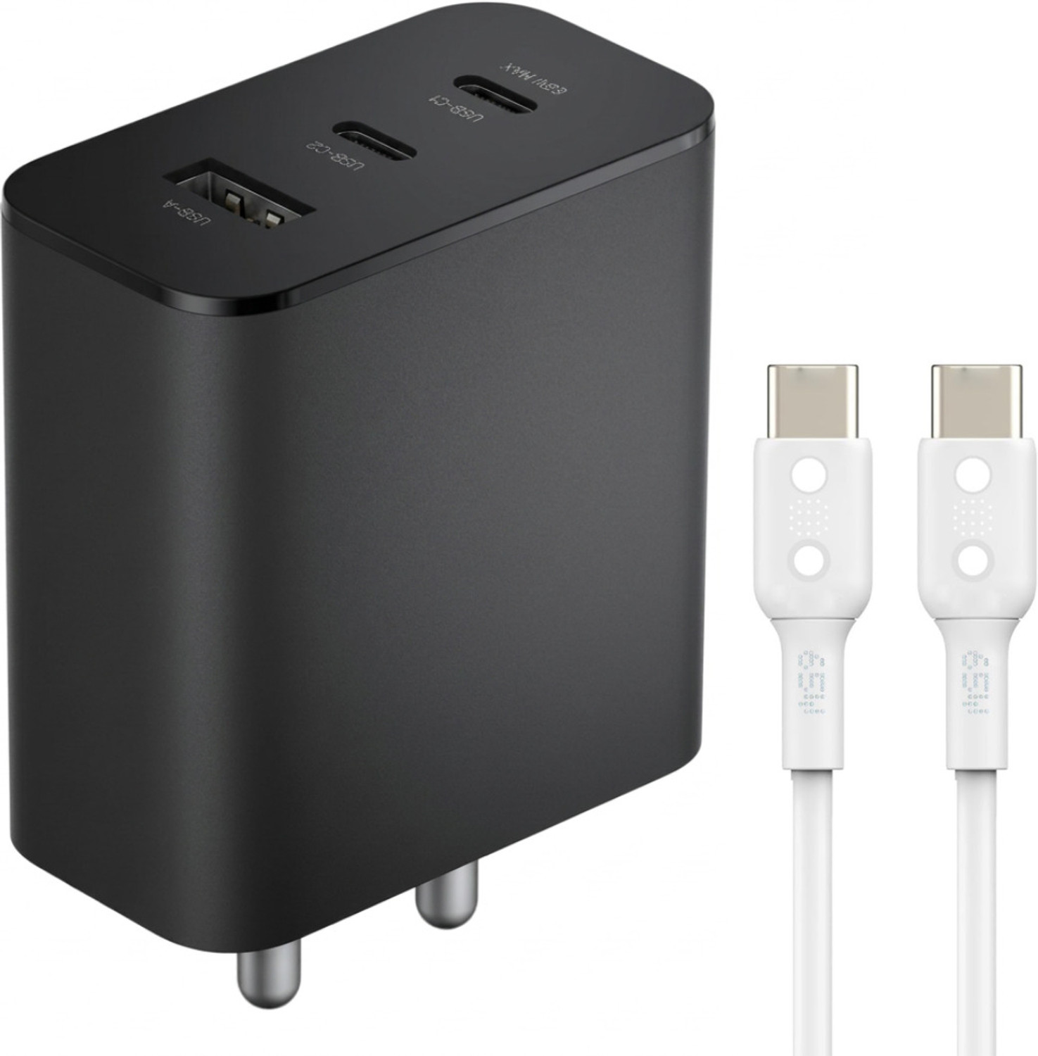 Image of Coracao 100 W GaN 5 A Wall Charger for Mobile with Detachable Cable (White)