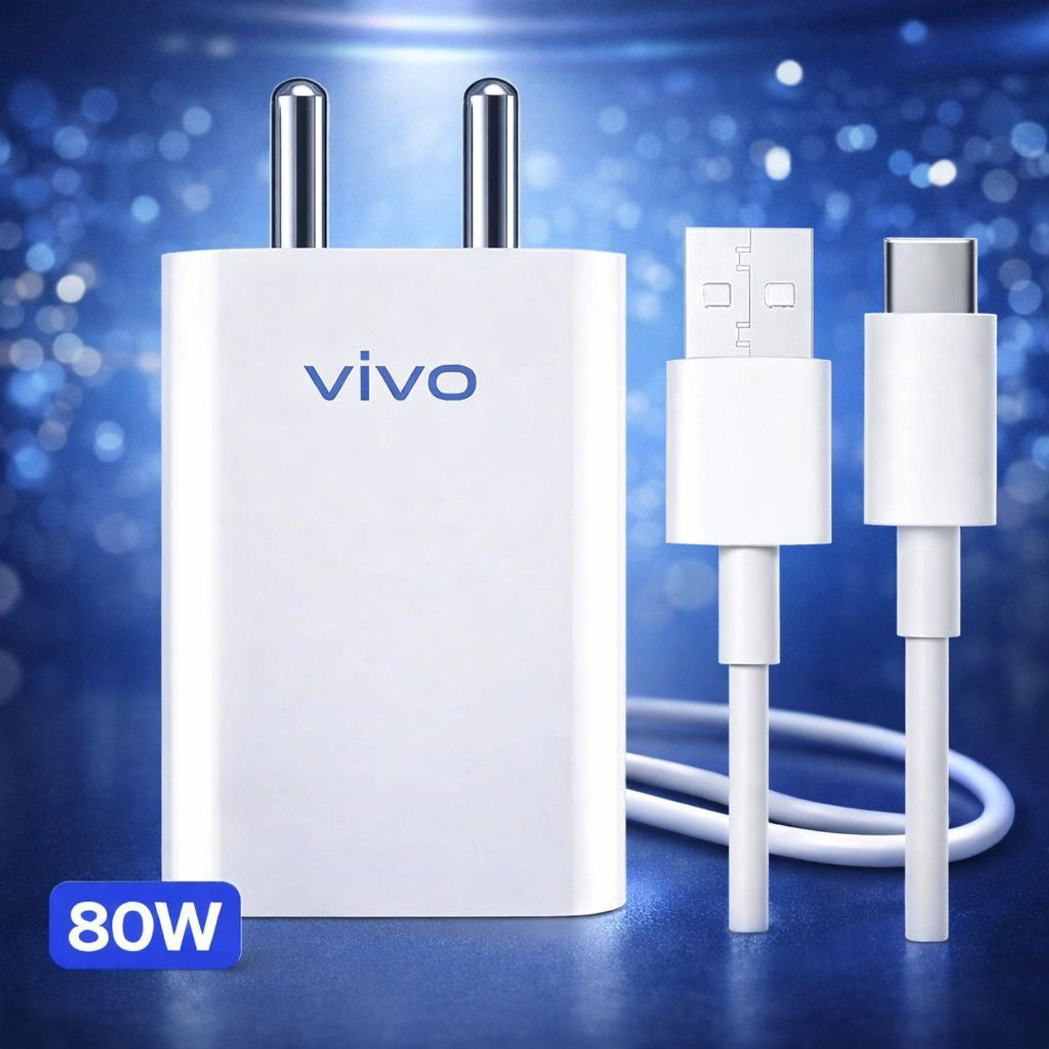 Image of vivo 66 W Quick Charge 6 A Wall Charger for Mobile with Detachable Cable (White, Cable Included)