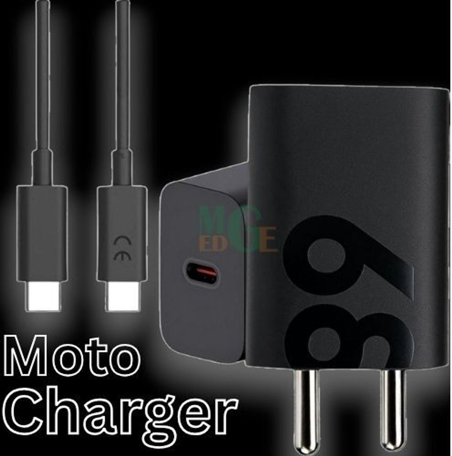 Image of Lynacz Original 20 W TurboPower 3.0 Wall Charger for Mobile with Detachable Cable (Motorola Moto G, Edge, One Series - Black (Adapter and Cable), Cable Included)