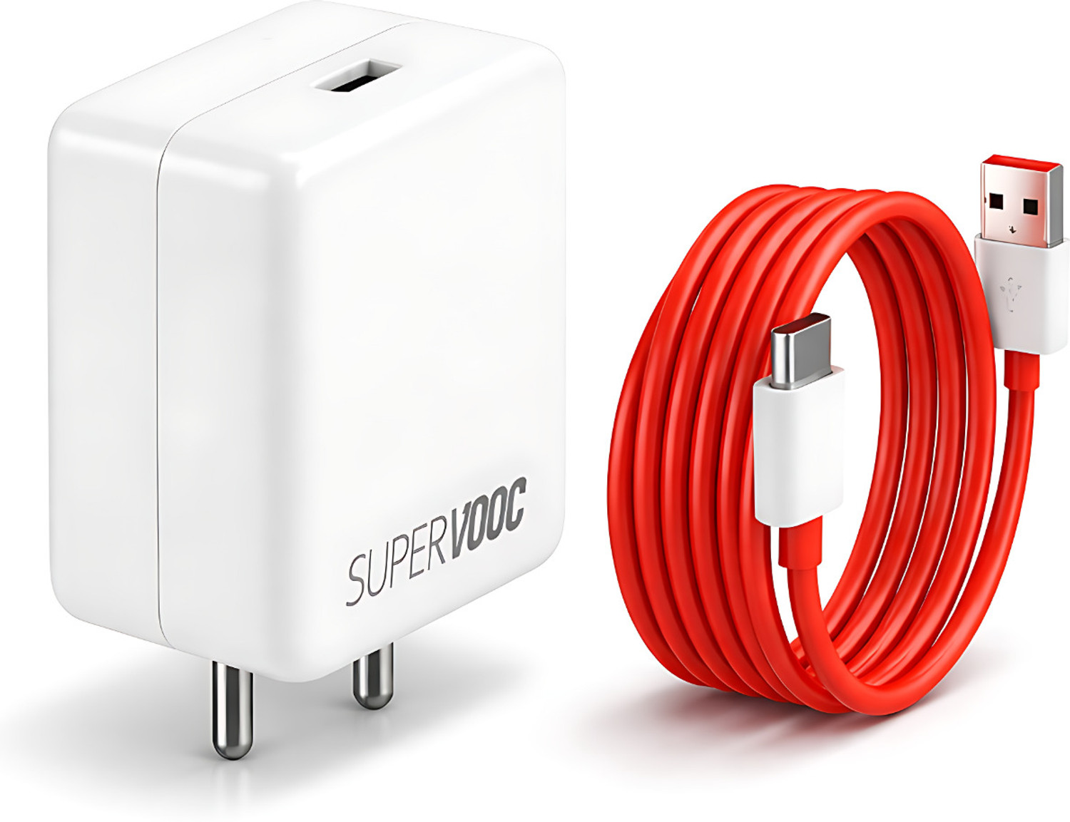 Image of MMAK 80 W SuperVOOC 6 A Wall Charger for Mobile with Detachable Cable (White, Cable Included)