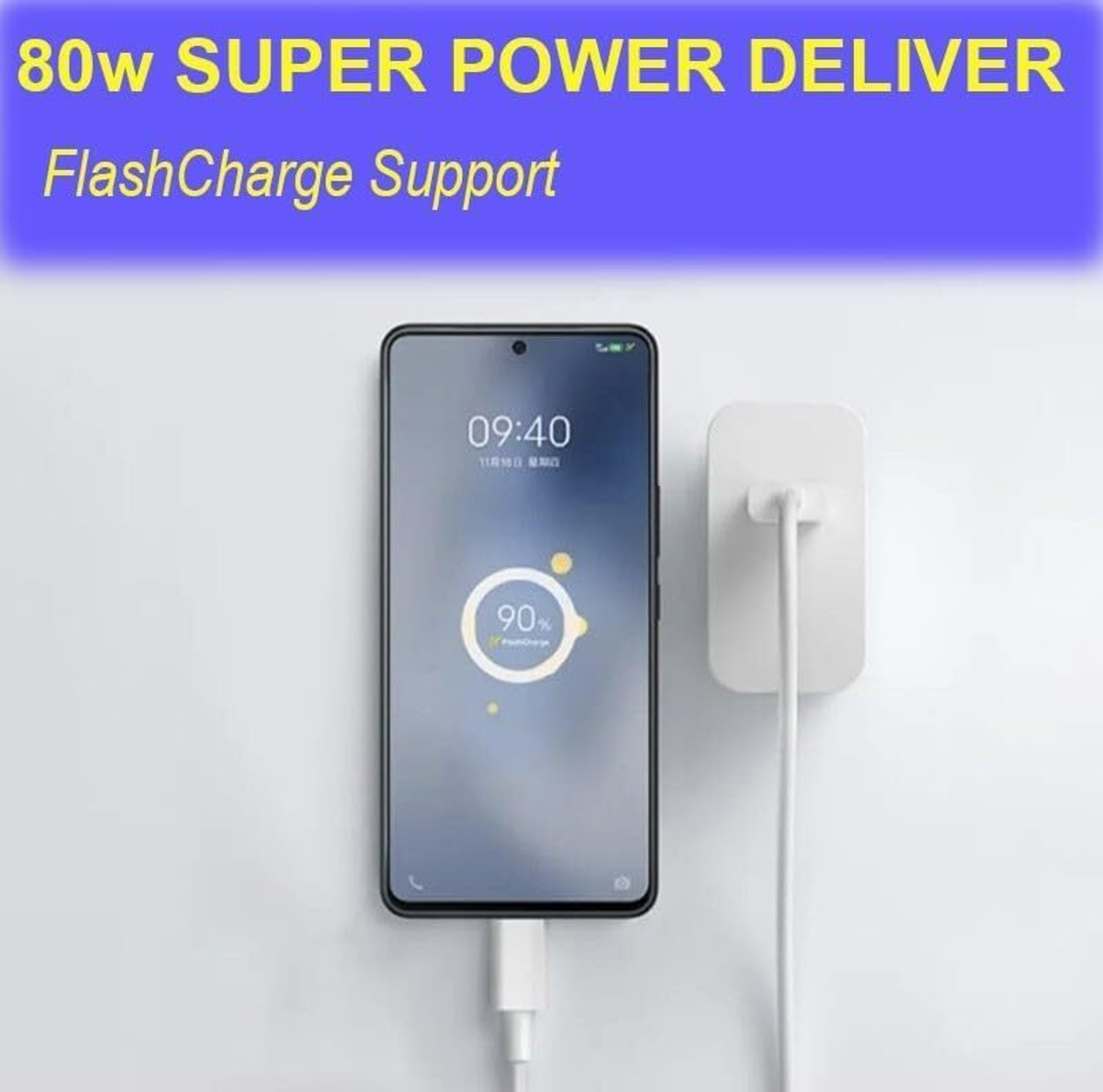 Image of vivo 80 W SuperVOOC 7.3 A Dual Port Mobile Charger with Detachable Cable (White)