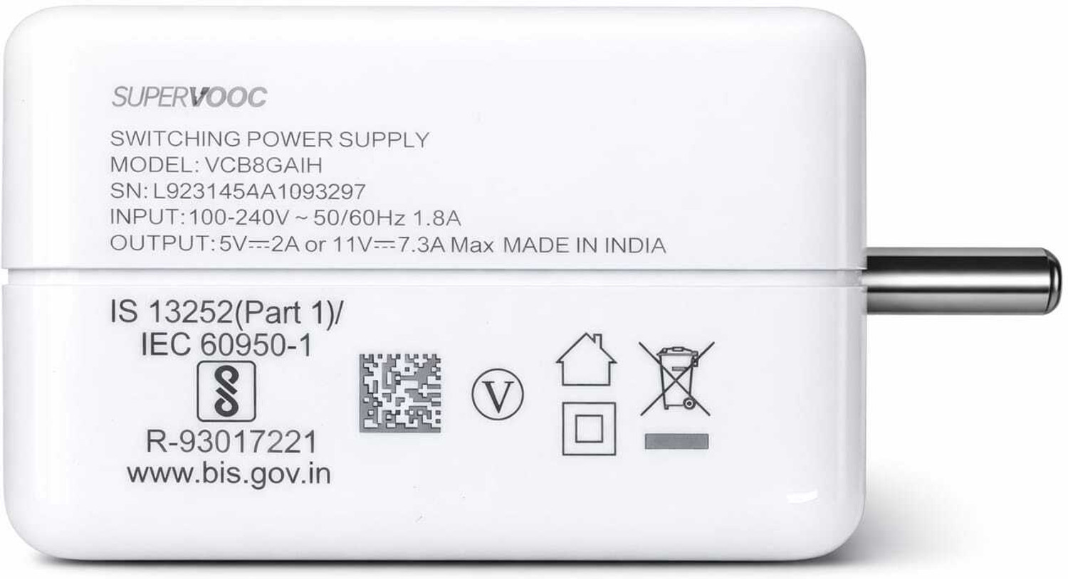 Image of OnePlus 80 W SuperVOOC 7.3 A Wall Charger for Mobile (White)