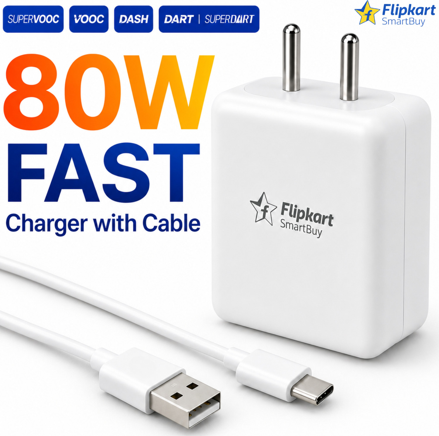 Image of OnePlus 80 W SuperVOOC 7.3 A Wall Charger for Mobile (White)