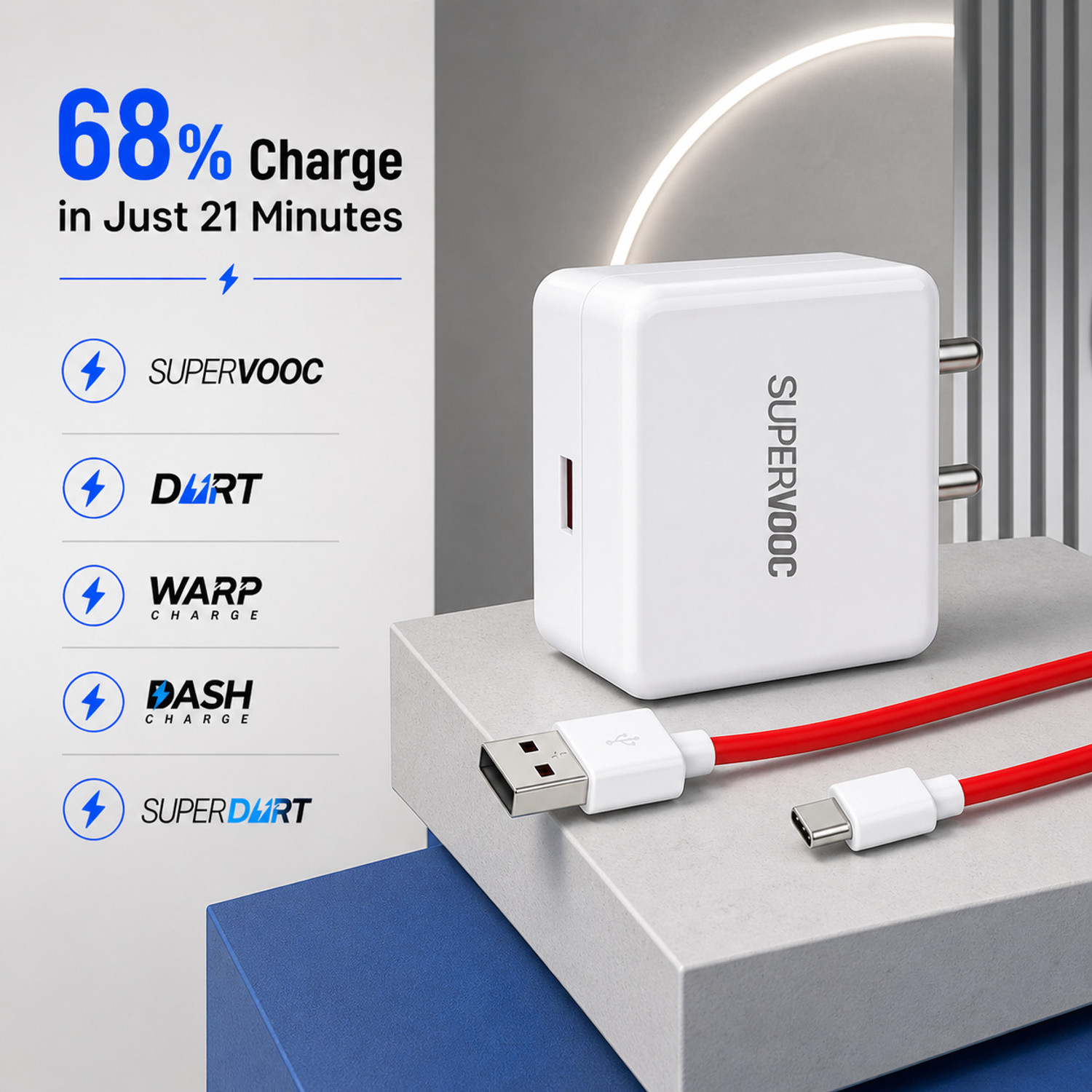 CLAT 80 W SuperVOOC 6 A Wall Charger for Mobile with Detachable Cable - CLAT : Flipkart.com