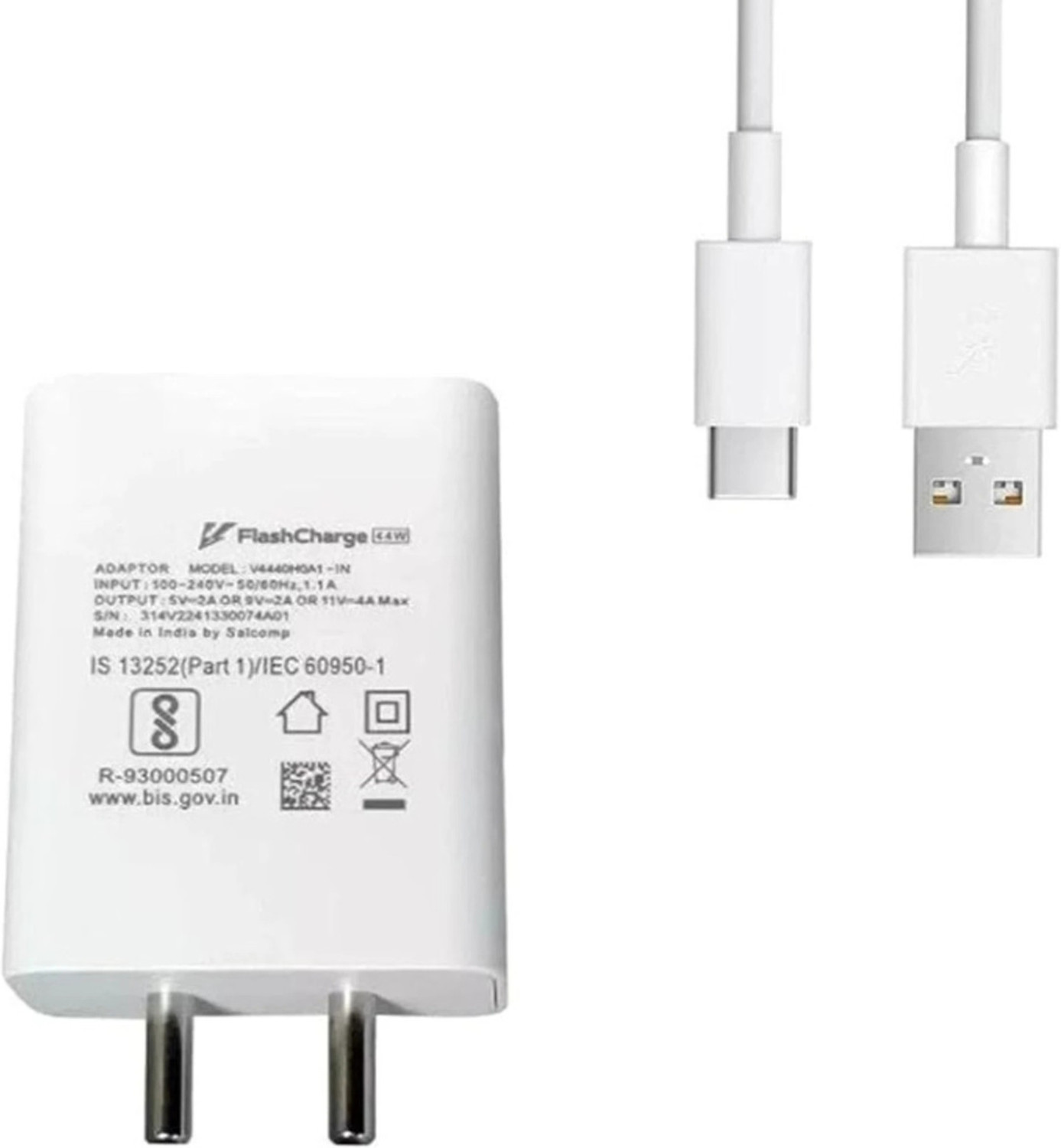 TECHWAQE 44 W PD 4.4 A Wall Charger for Mobile with Detachable Cable