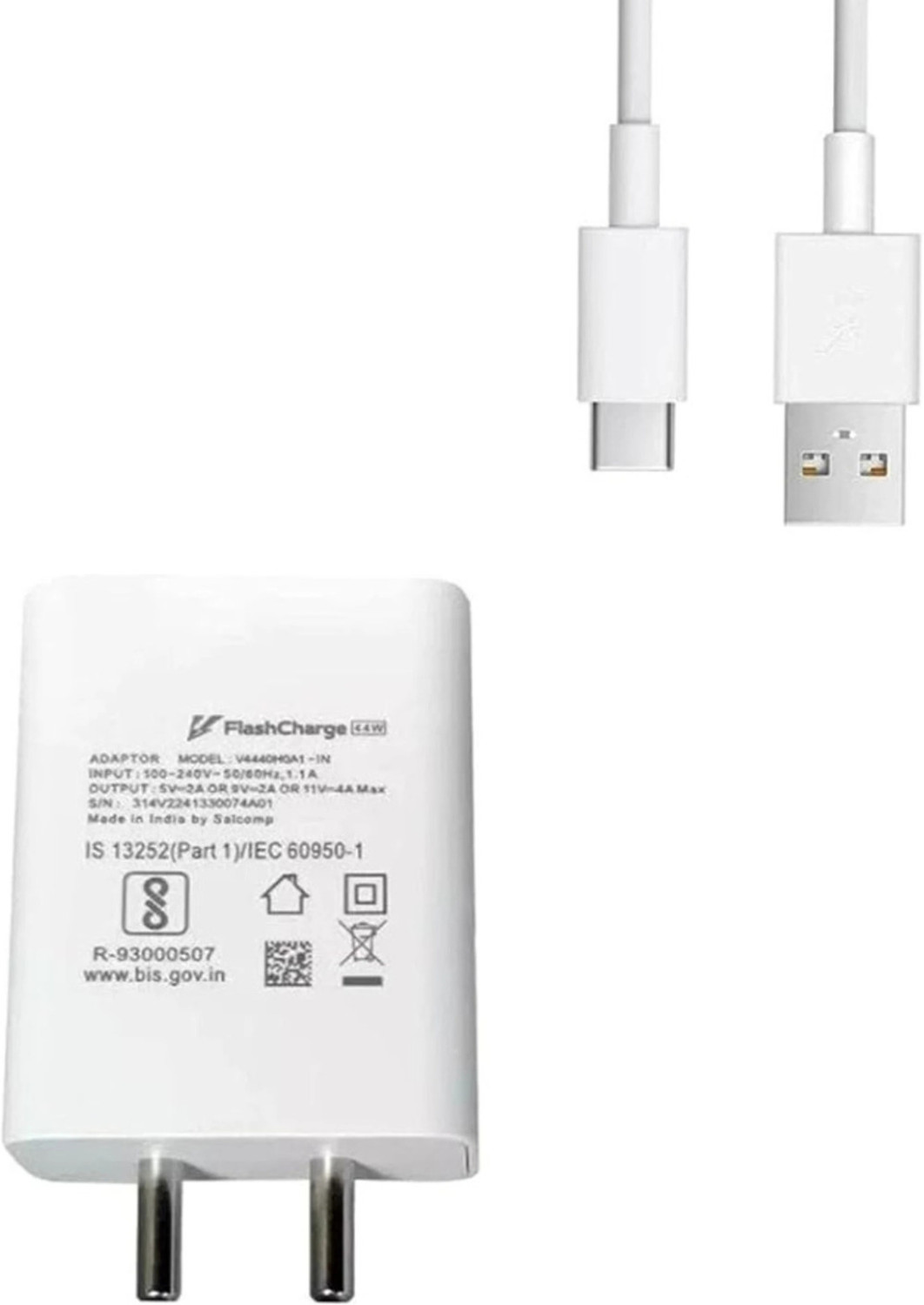 TECHWAQE 44 W PD 4.4 A Wall Charger for Mobile with Detachable Cable