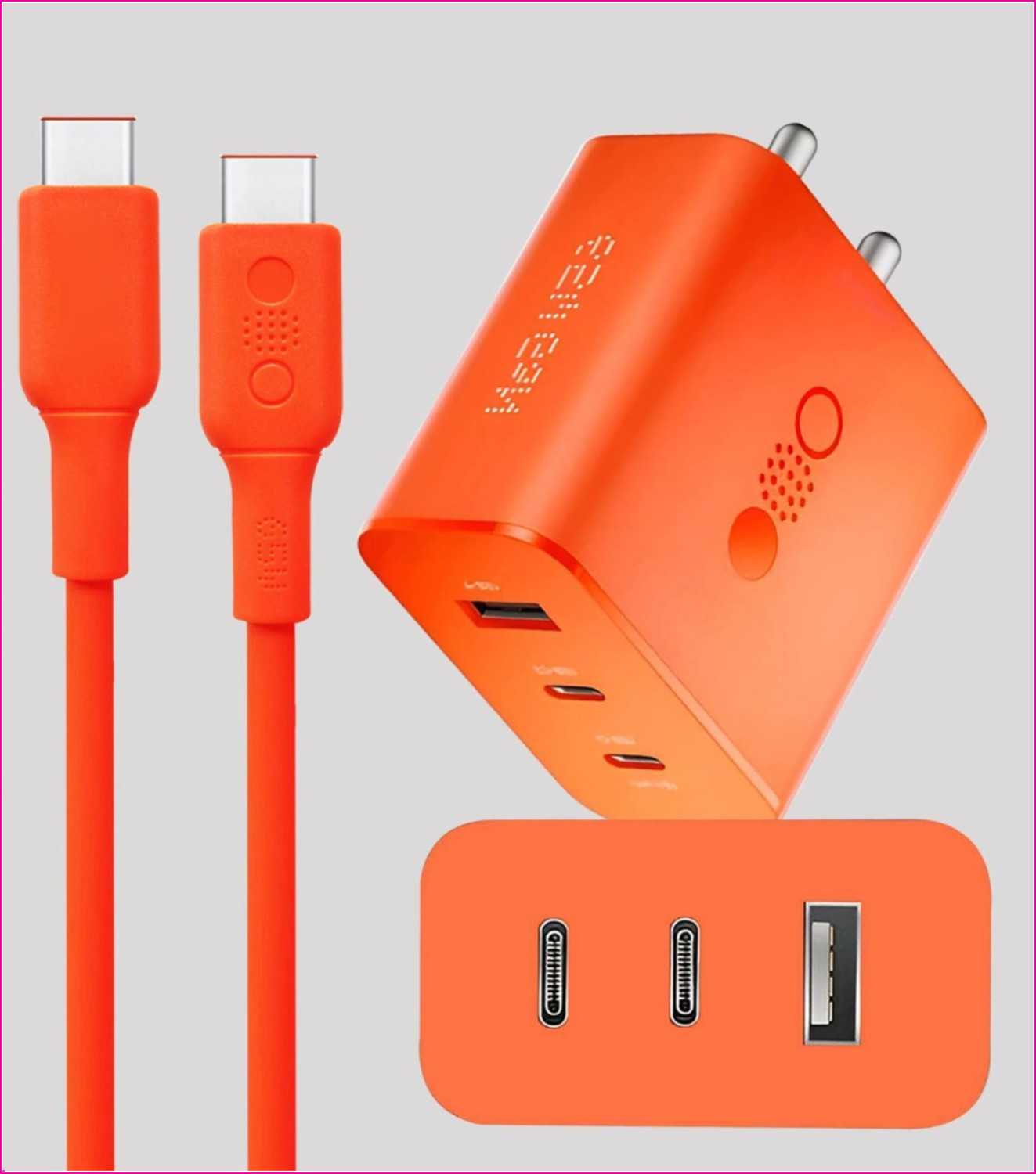 Image of Coracao 100 W GaN 5 A Wall Charger for Mobile with Detachable Cable (White)