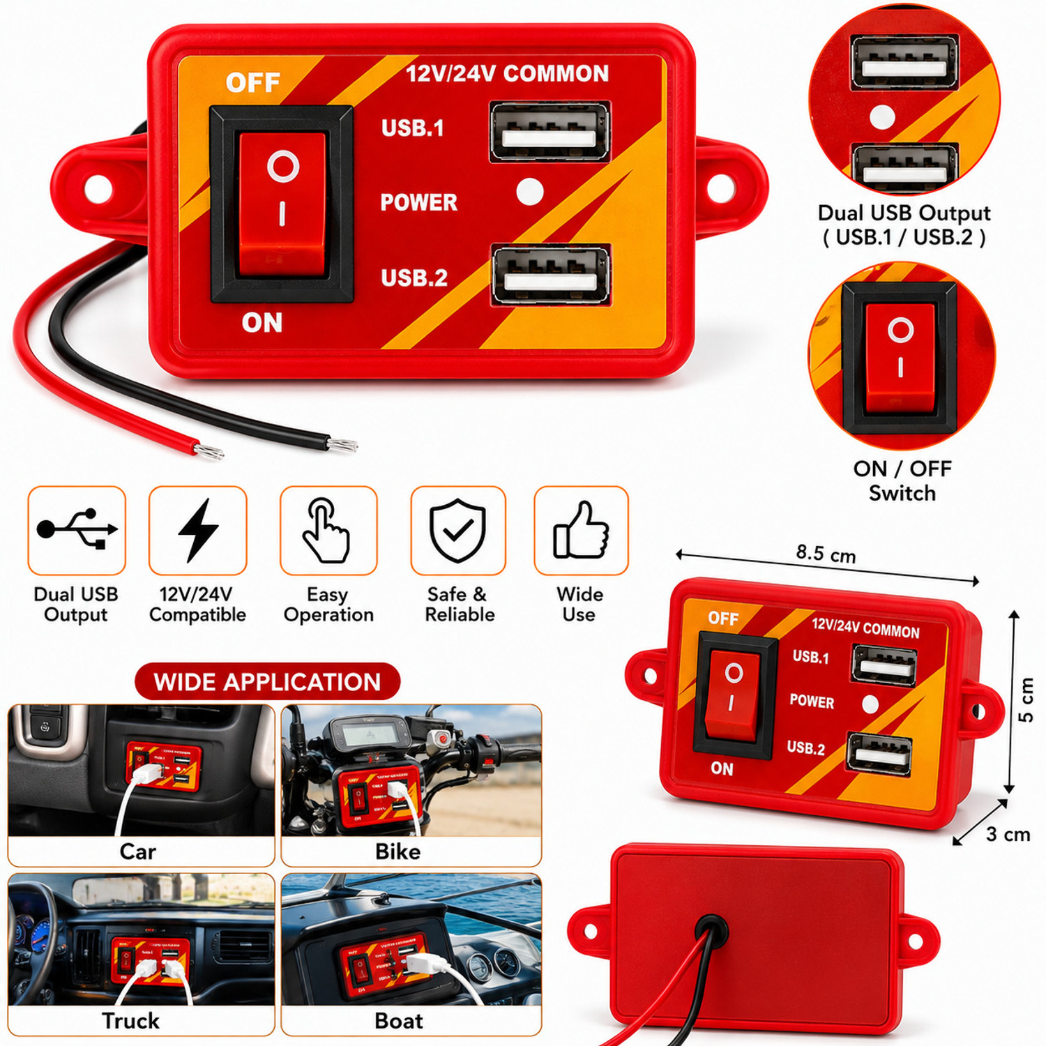 Image of Feetworking 10 W 2.1 A Dual Port Mobile Charger (Multicolor)