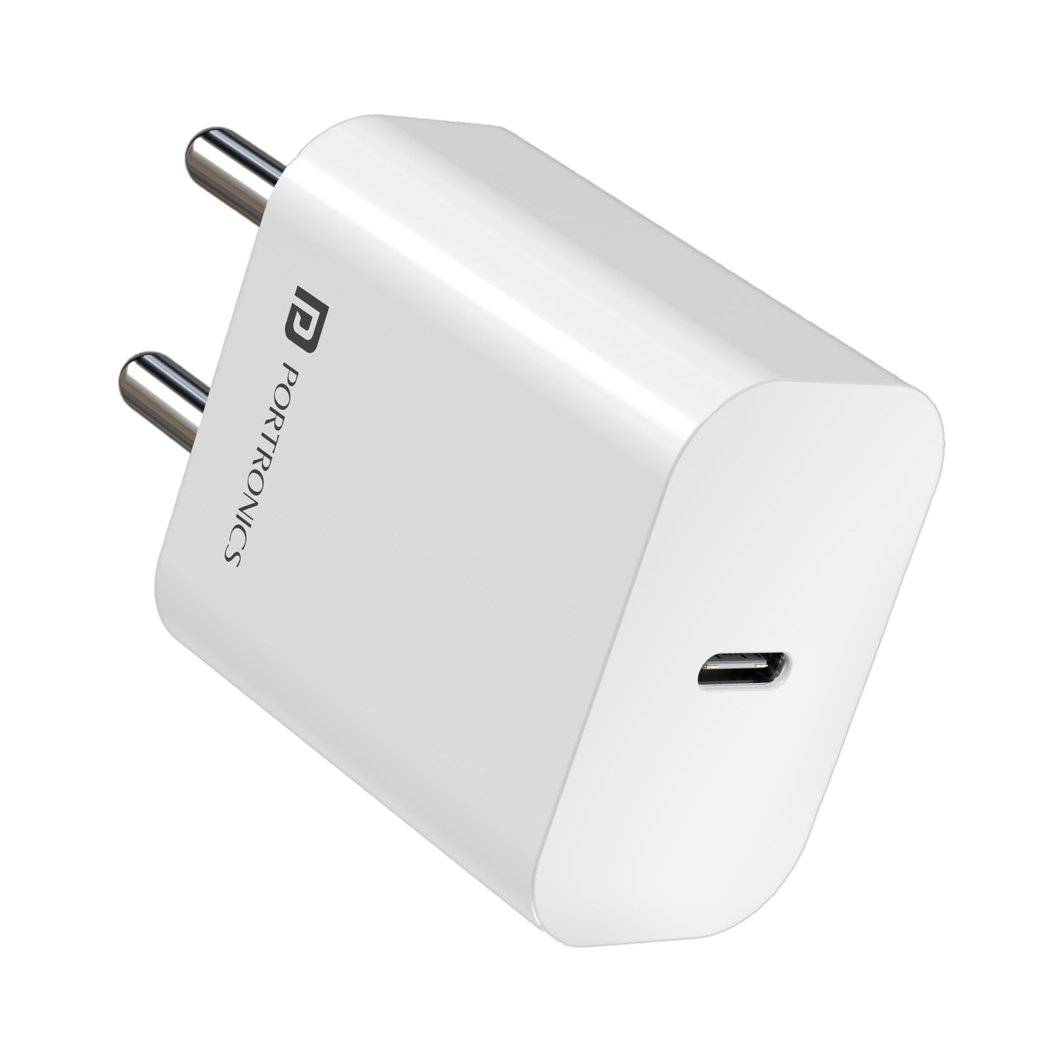 Portronics 20W PD 3A Wall Charger for Mobile (White) - Image 1