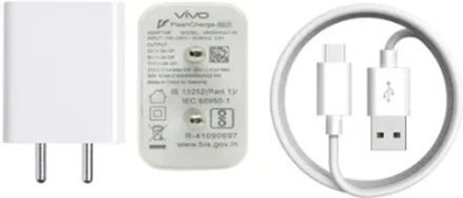 Image of vivo 66 W Quick Charge 6 A Wall Charger for Mobile with Detachable Cable (White, Cable Included)
