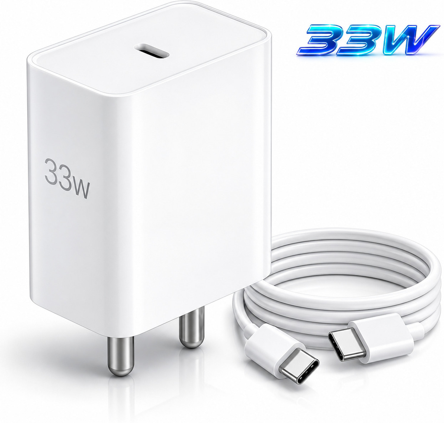 Image of MMAK 80 W SuperVOOC 6 A Wall Charger for Mobile with Detachable Cable (White, Cable Included)