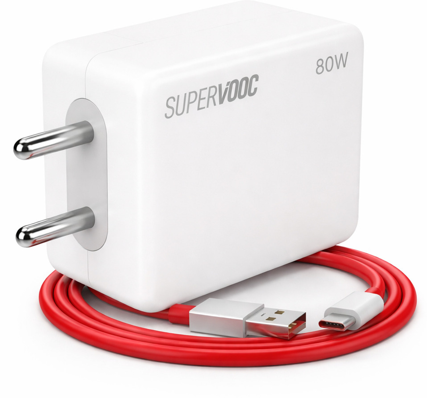 Image of MMAK 80 W SuperVOOC 6 A Wall Charger for Mobile with Detachable Cable (White, Cable Included)
