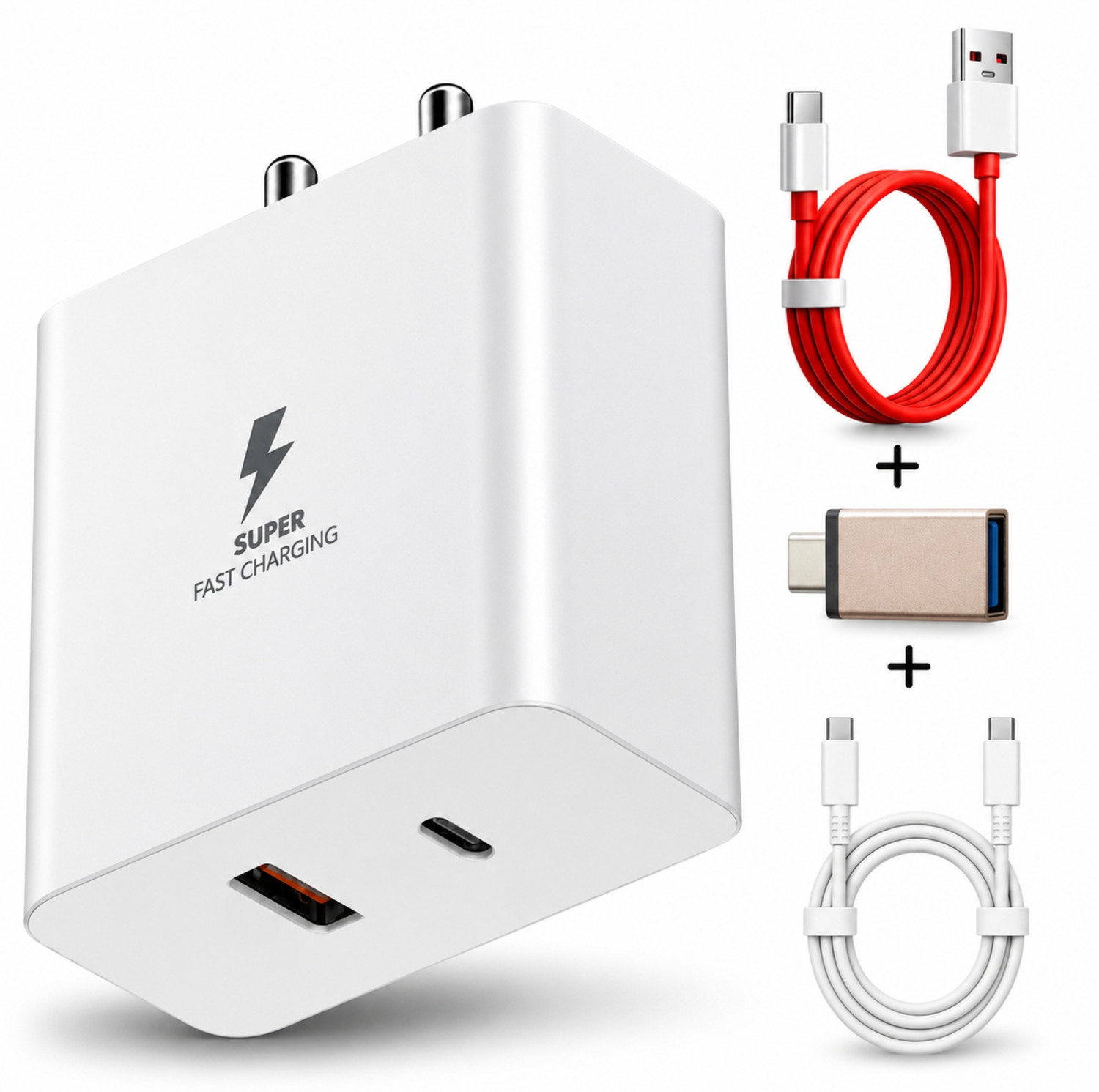Image of Coracao 100 W GaN 5 A Wall Charger for Mobile with Detachable Cable (White)