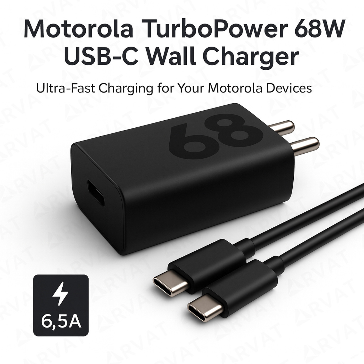 Image of RVAT 68 W TurboPower 3.0 3 A Wall Charger for Mobile (Black)
