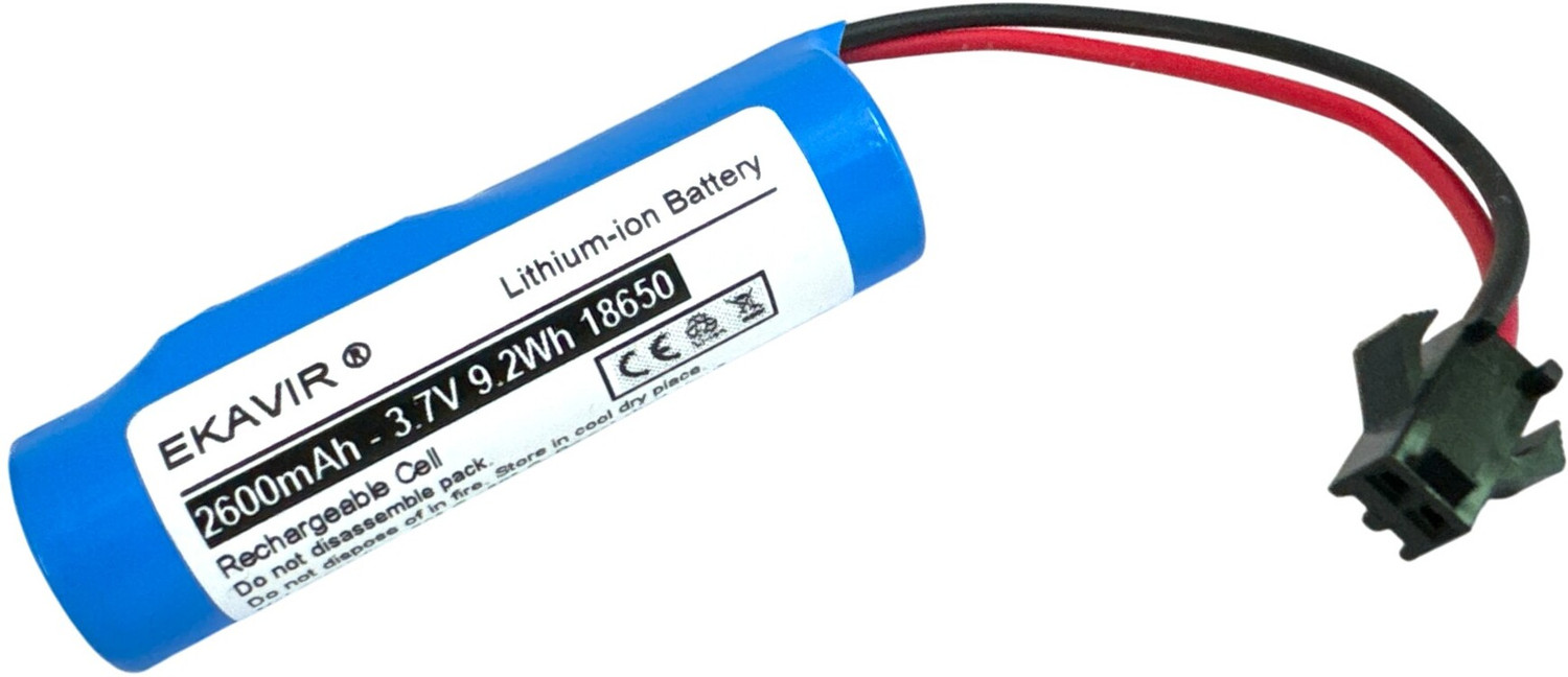 Image of Ekavir 2600mAh 3.7V Lithium Cell BMS Protected with SM 2P Plug Wire & Charging Cable Battery
