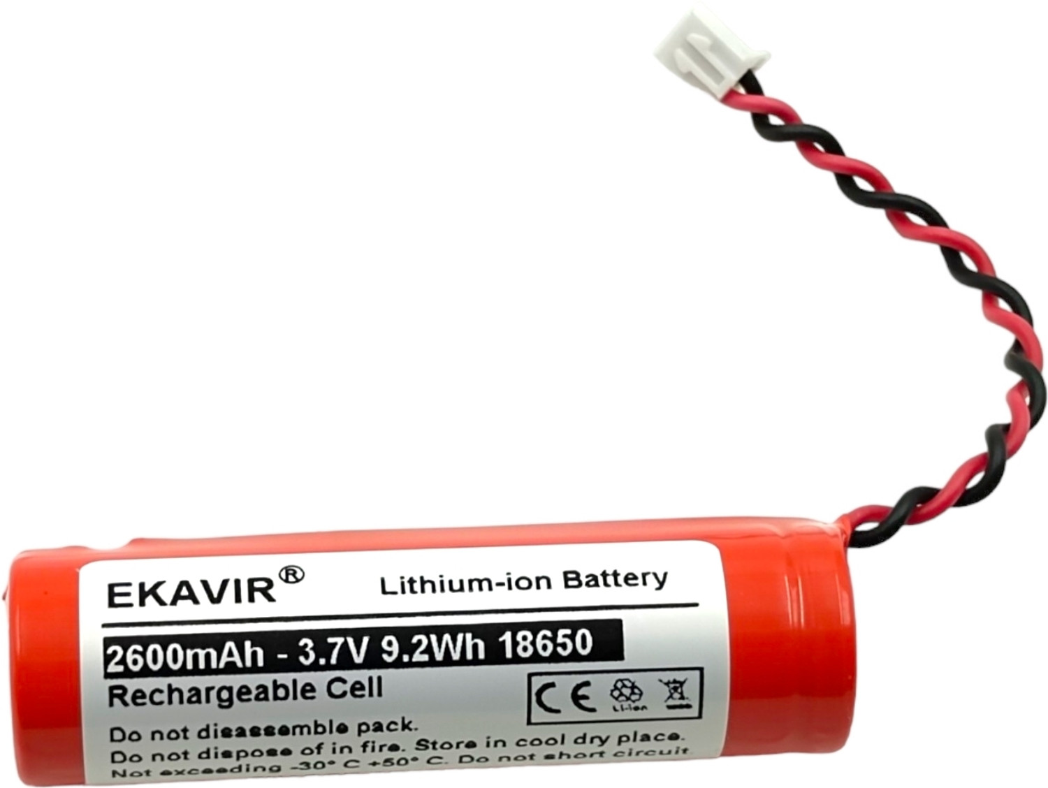 Image of Ekavir 2600mAh 3.7V Lithium Cell BMS Protected with SM 2P Plug Wire & Charging Cable Battery