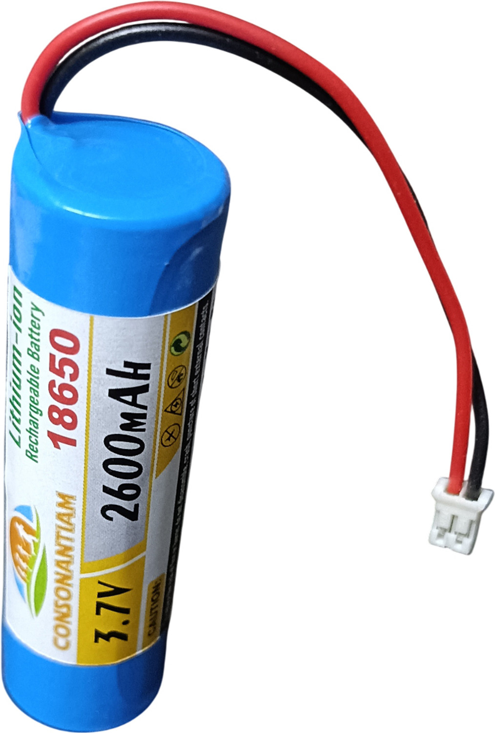 Image of Ekavir 2600mAh 3.7V Lithium Cell BMS Protected with SM 2P Plug Wire & Charging Cable Battery