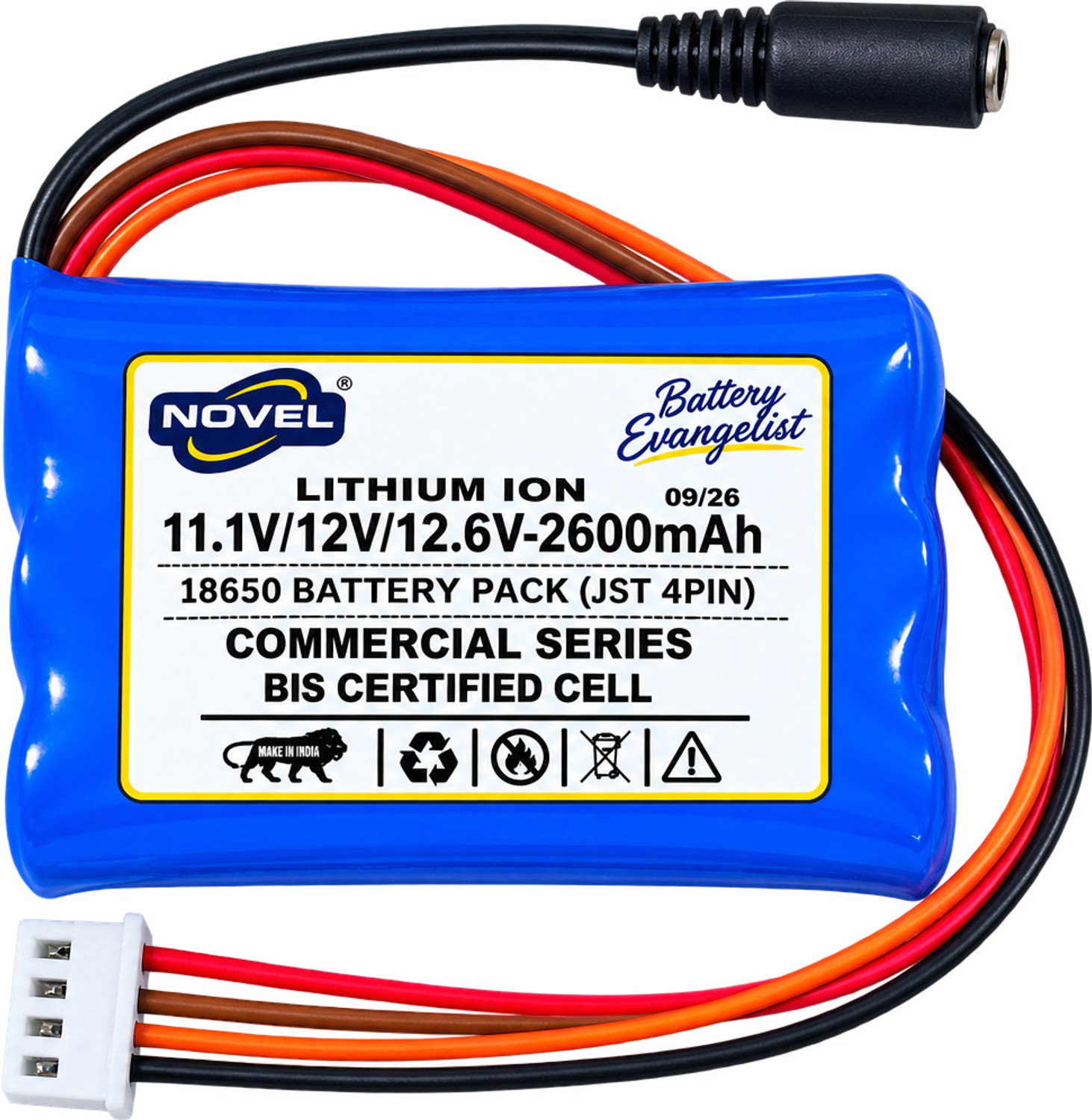 NOVEL 11.1V 2600mAh JST 4PIN+DC Battery - Image 1