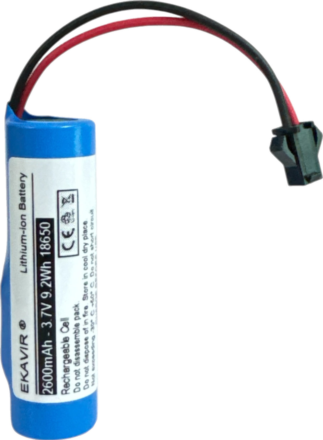 Image of Ekavir 2600mAh 3.7V Lithium Cell BMS Protected with SM 2P Plug Wire & Charging Cable Battery