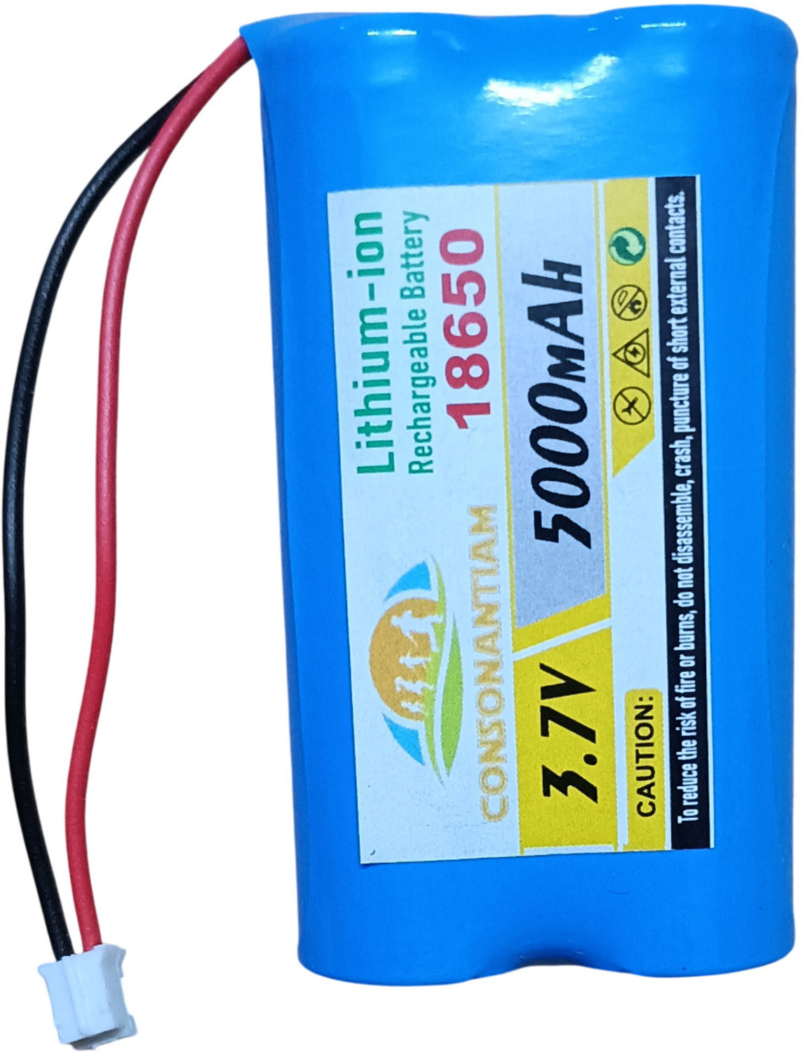 Image of Ekavir 2600mAh 3.7V Lithium Cell BMS Protected with SM 2P Plug Wire & Charging Cable Battery