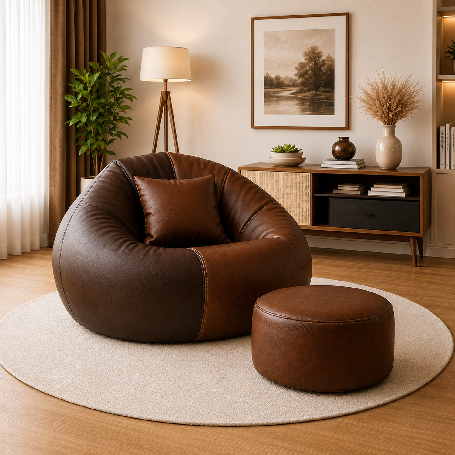 Image of SHIRA 24 4XL Tear Drop Bean Bag Cover (Without Beans) (Black, Brown)