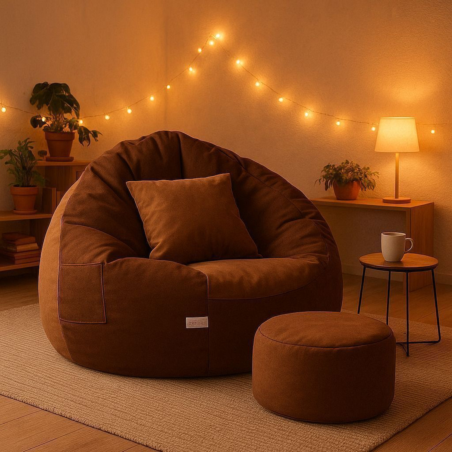 Image of SHIRA 24 4XL Tear Drop Bean Bag Cover (Without Beans) (Black, Brown)