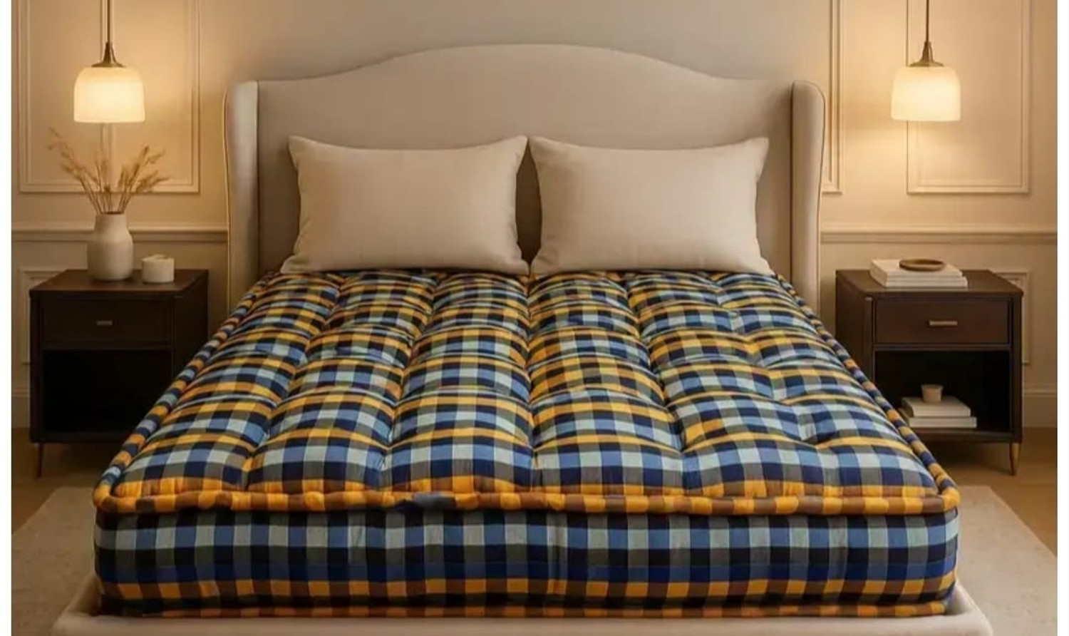 Image of Flipkart SmartBuy new 6x6 5 inch King Cotton Mattress (L x W: 72 inch x 72 inch)