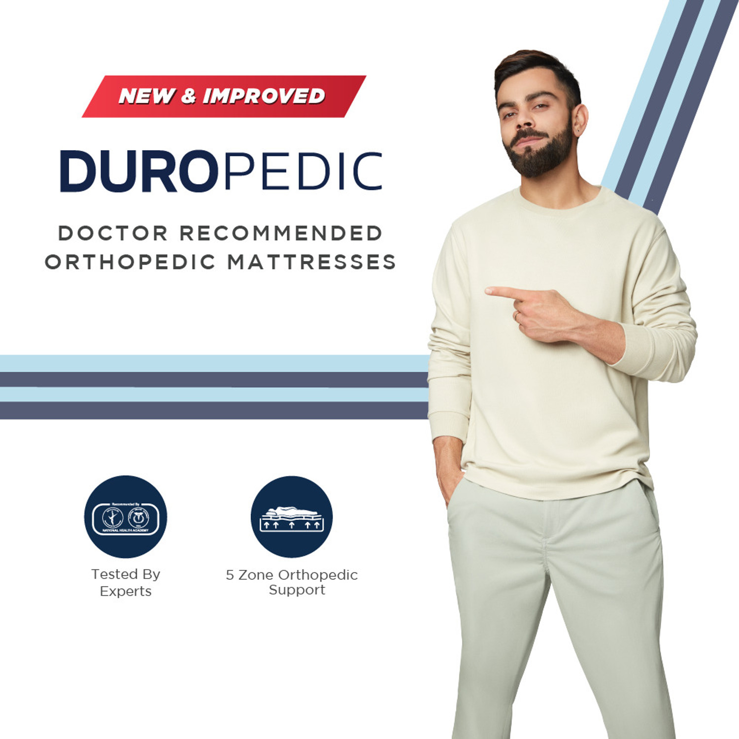 Image of Duroflex Strength Duropedic - Doctor Recommended 5 Zone Dual Density Orthopedic Support 7 inch Single Coir Mattress (L x W: 75 inch x 36 inch)