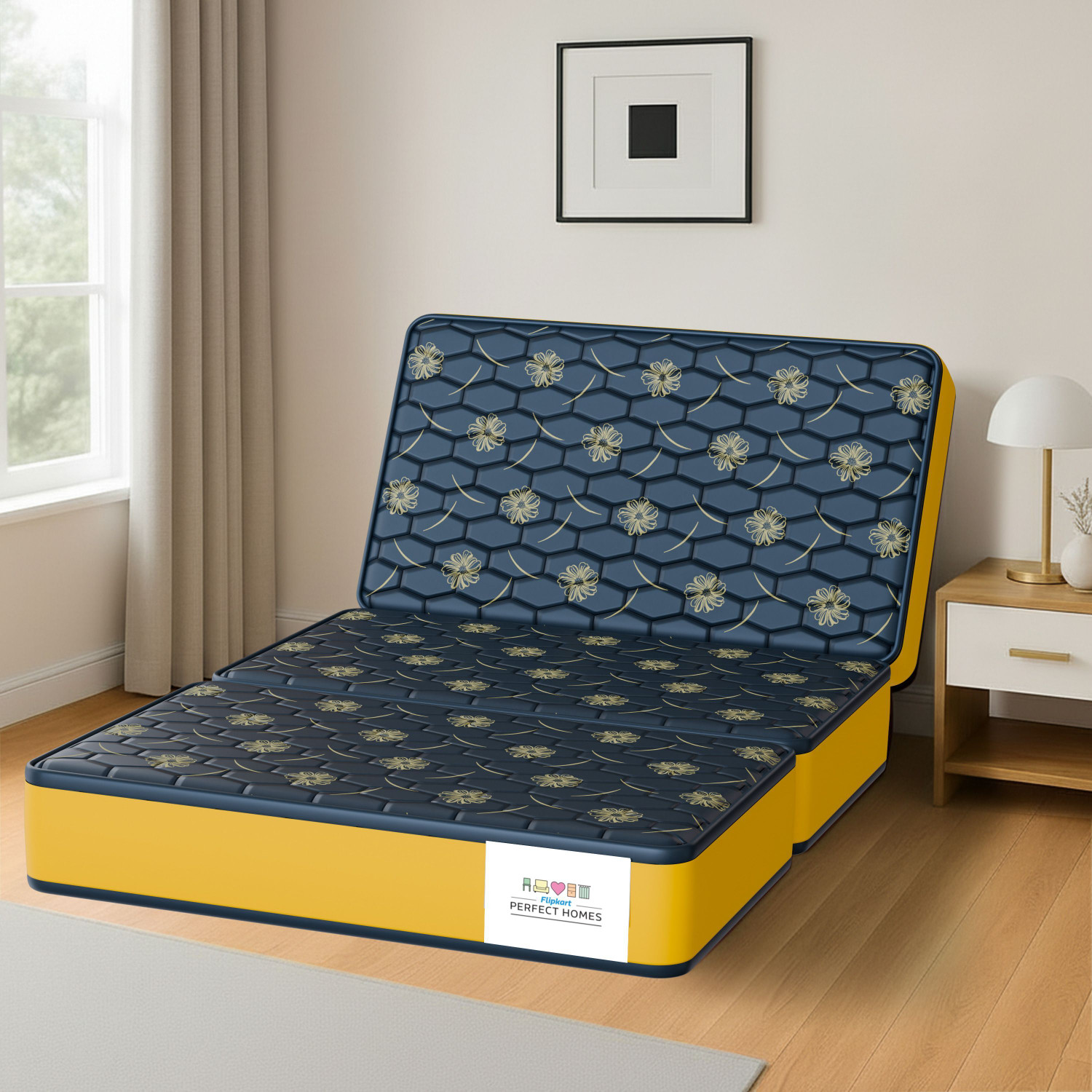 Image of Flipkart Perfect Homes Omaxx - Three Folding /Travel Mattress 4 inch Double PU Foam Mattress (L x W: 72 inch x 48 inch)