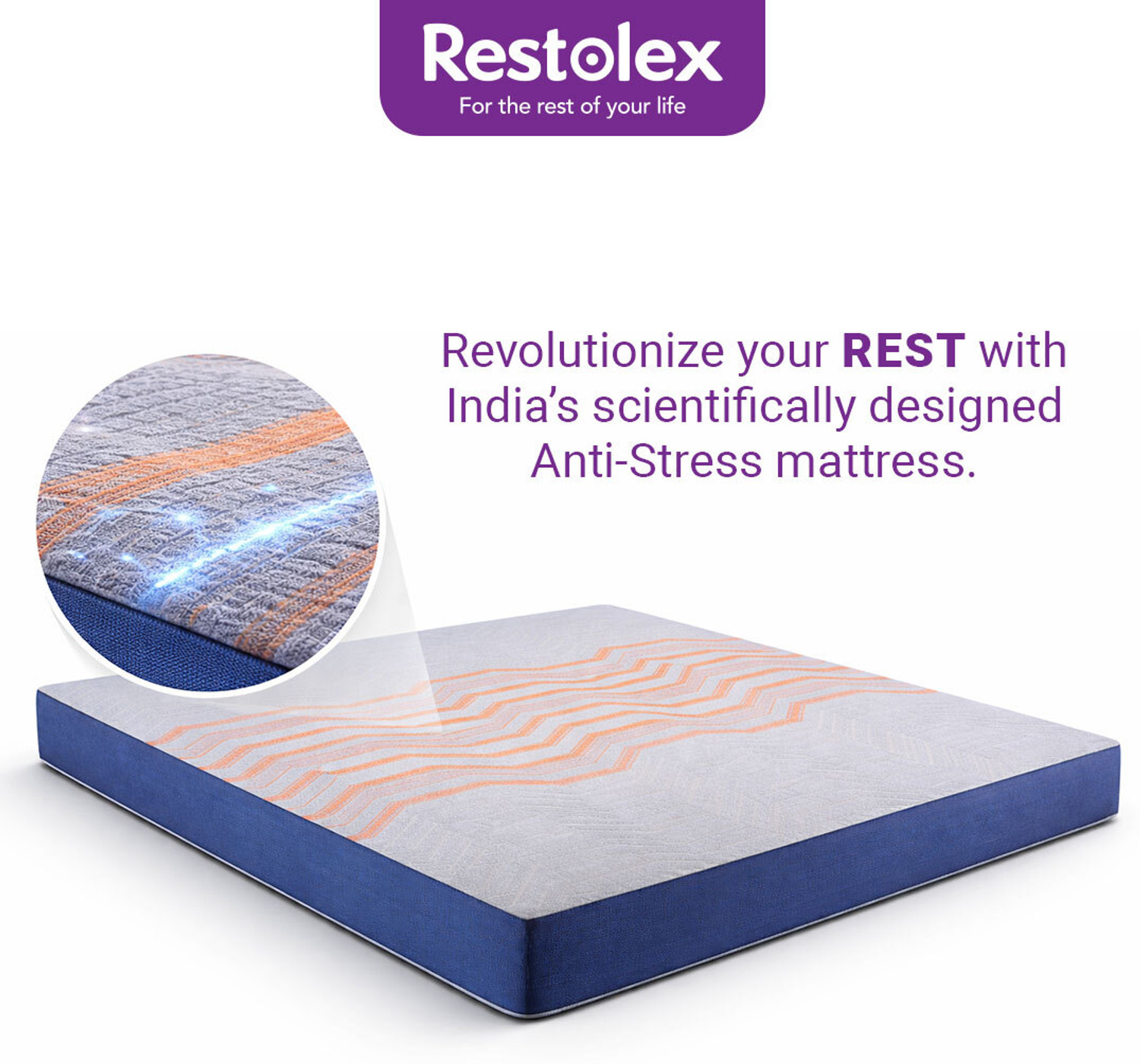 Image of Restolex Anti-Stress 6 inch King Memory Foam Mattress (L x W: 75 inch x 72 inch)