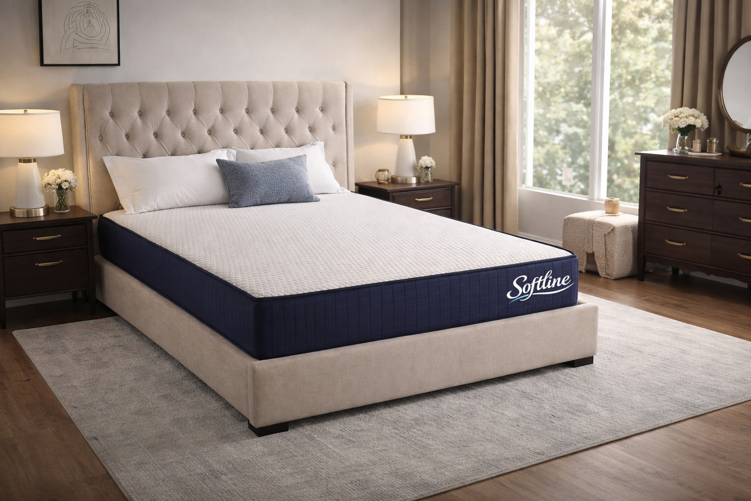 Image of SOFTLINE Hybrid Latex Orthopedic Mattress | Latex Foam Comfort | Spine & Back Support 6 inch Single High Density (HD) Foam Mattress (L x W: 75 inch x 72 inch)