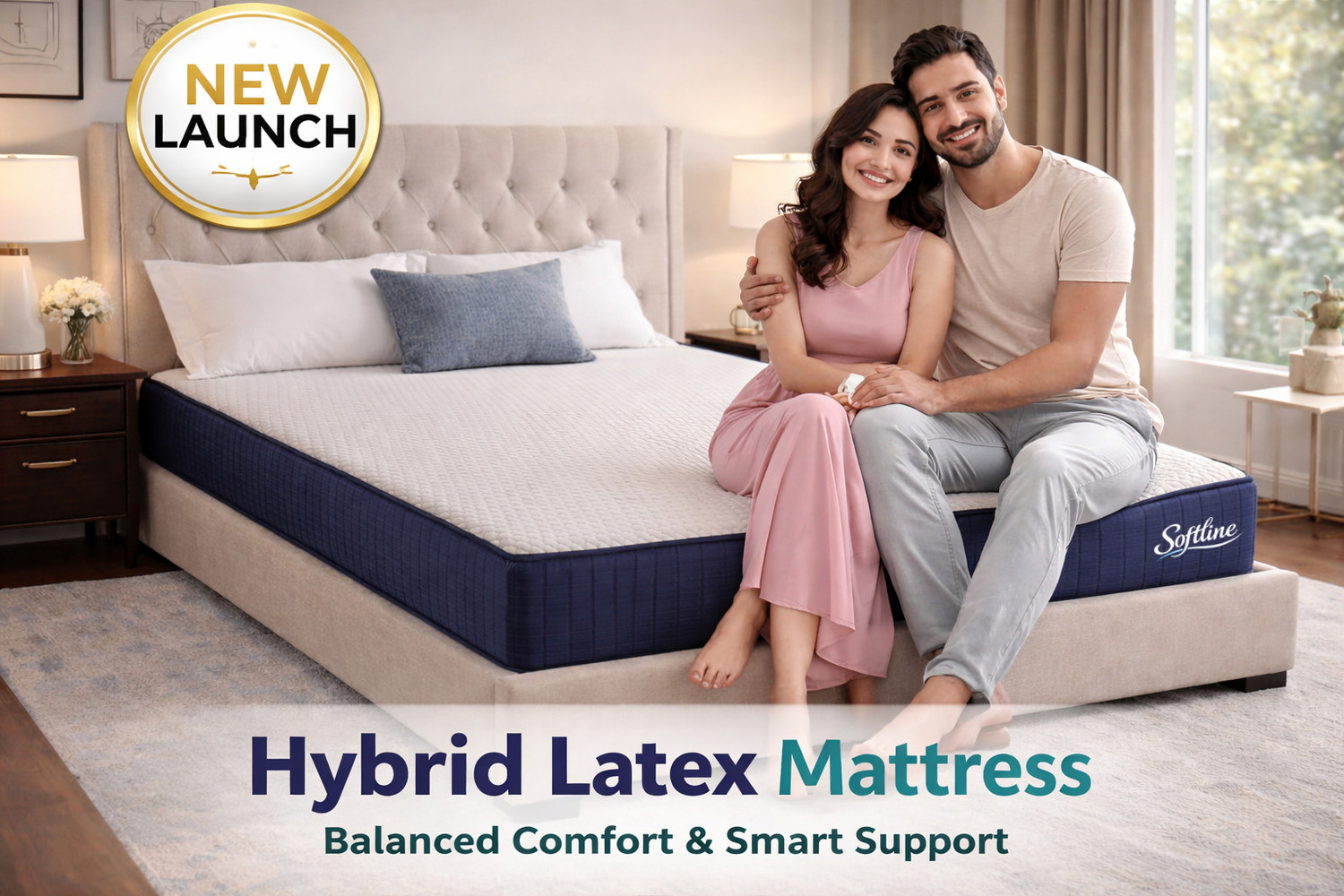 Image of SOFTLINE Hybrid Latex Orthopedic Mattress | Latex Foam Comfort | Spine & Back Support 6 inch Single High Density (HD) Foam Mattress (L x W: 75 inch x 72 inch)