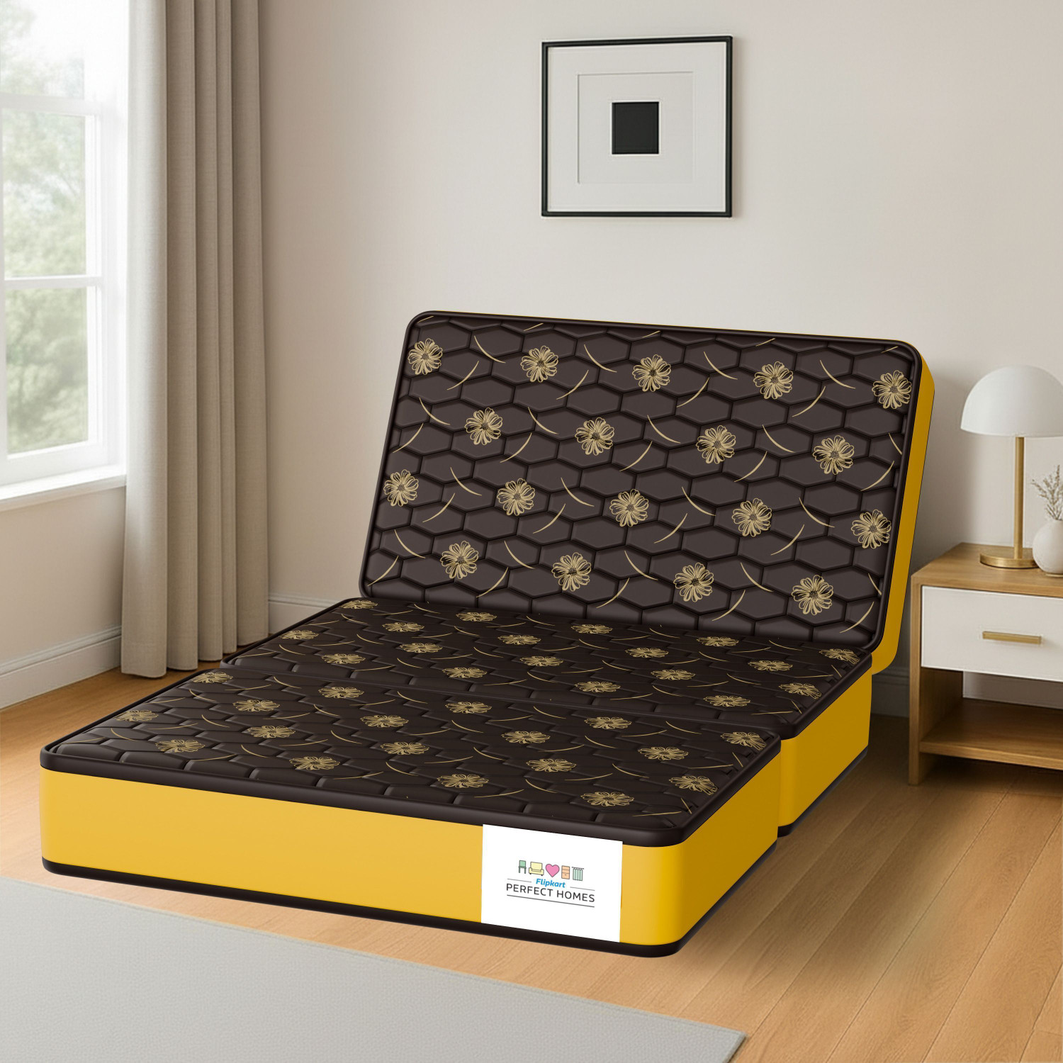 Image of Flipkart Perfect Homes Omaxx - Three Folding /Travel Mattress 4 inch Double PU Foam Mattress (L x W: 72 inch x 48 inch)