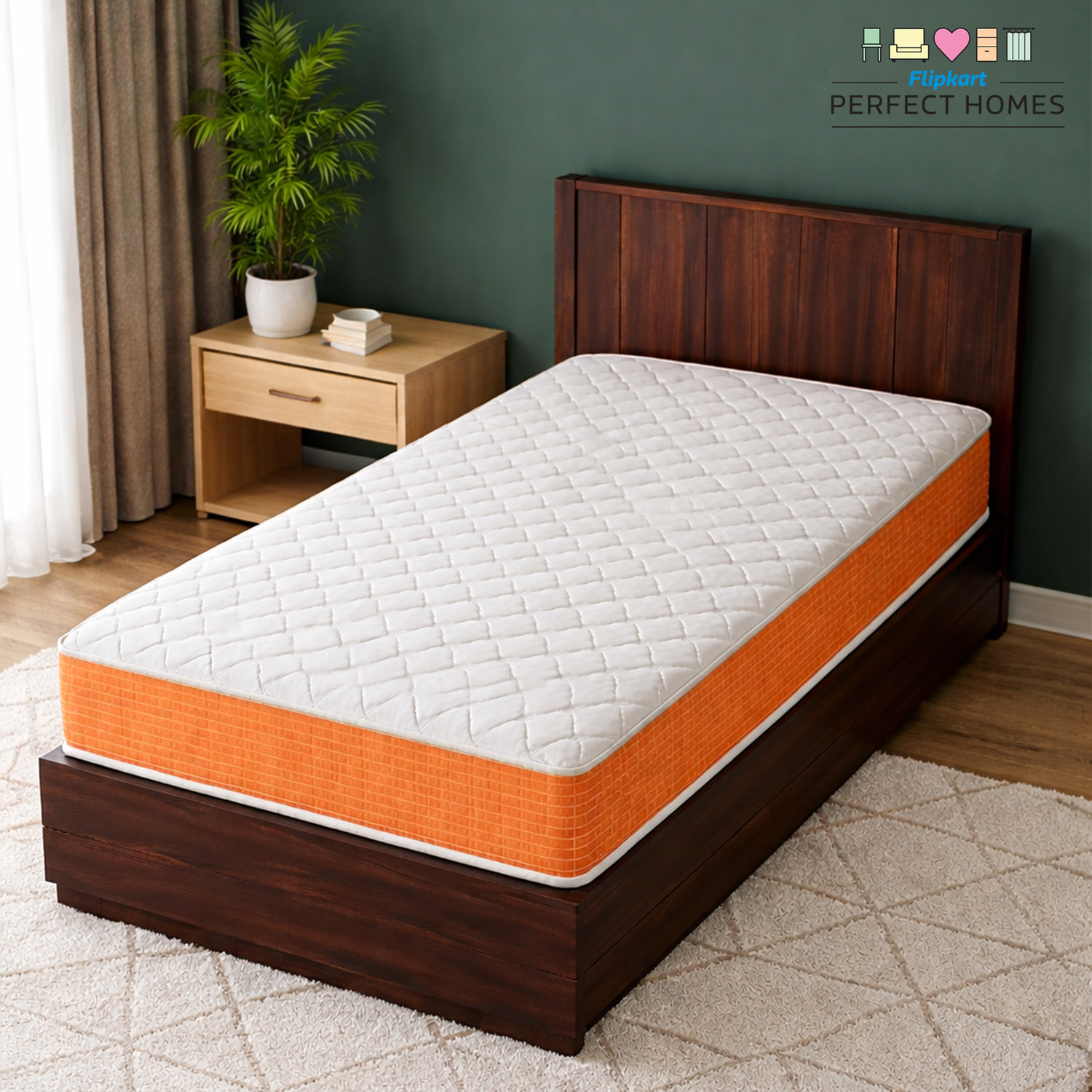 Image of KGF Orthopedic Hard & Soft Dual Flip Reversible 4 inch Single High Resilience (HR) Foam Mattress (L x W: 75 inch x 36 inch)