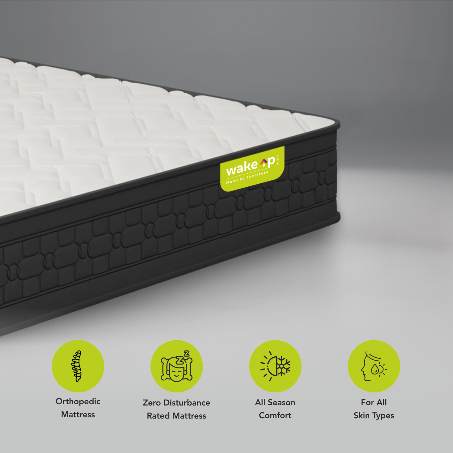 Image of Wakeup India Luxuriate Hybrid Mattress | Memory Foam Pocket Spring Mattress 12 inch Queen High Resilience (HR) Foam Mattress (L x W: 84 inch x 60 inch)