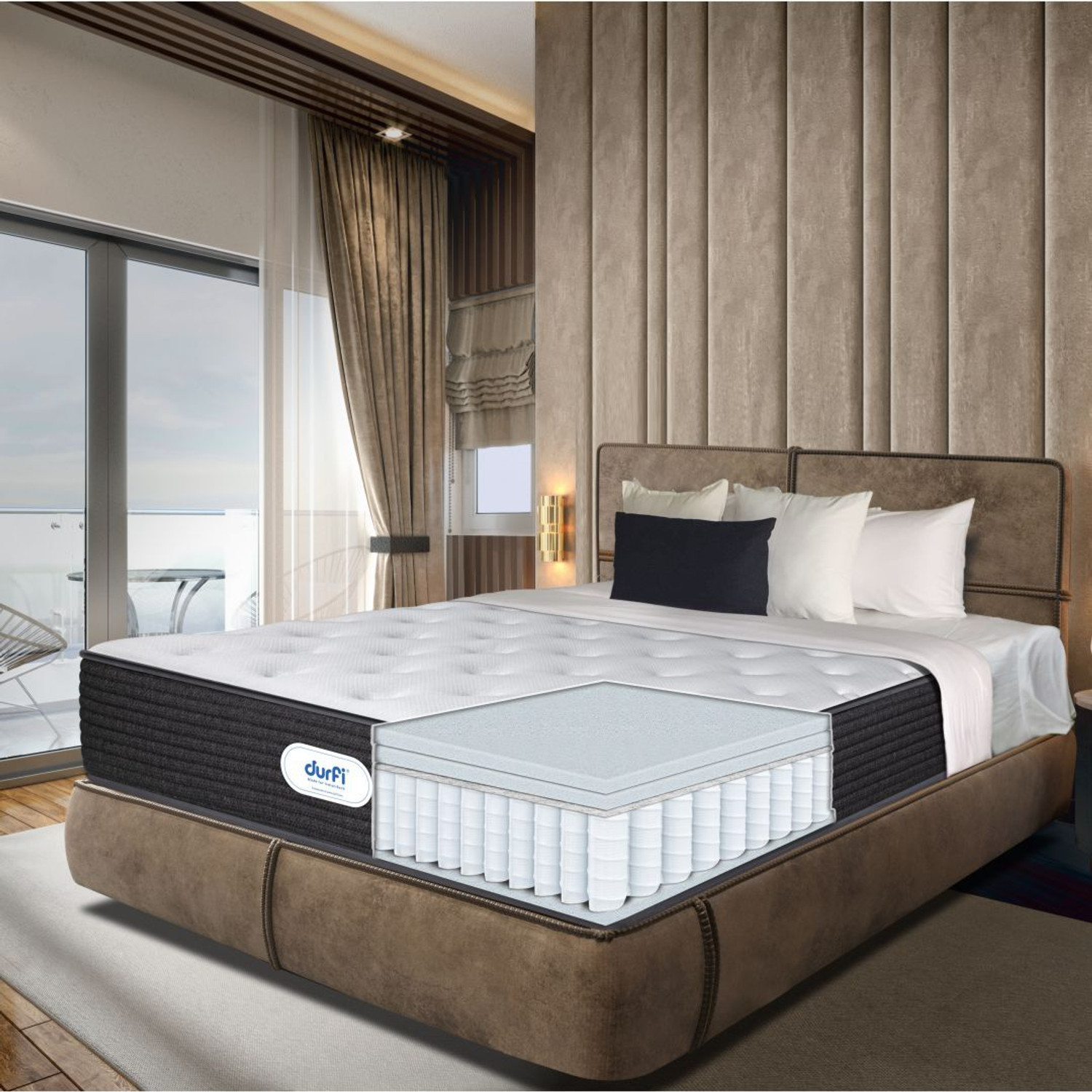 Image of Durfi Ortho Flex Hybrid 6 inch King Pocket Spring Mattress (L x W: 75 inch x 78 inch)