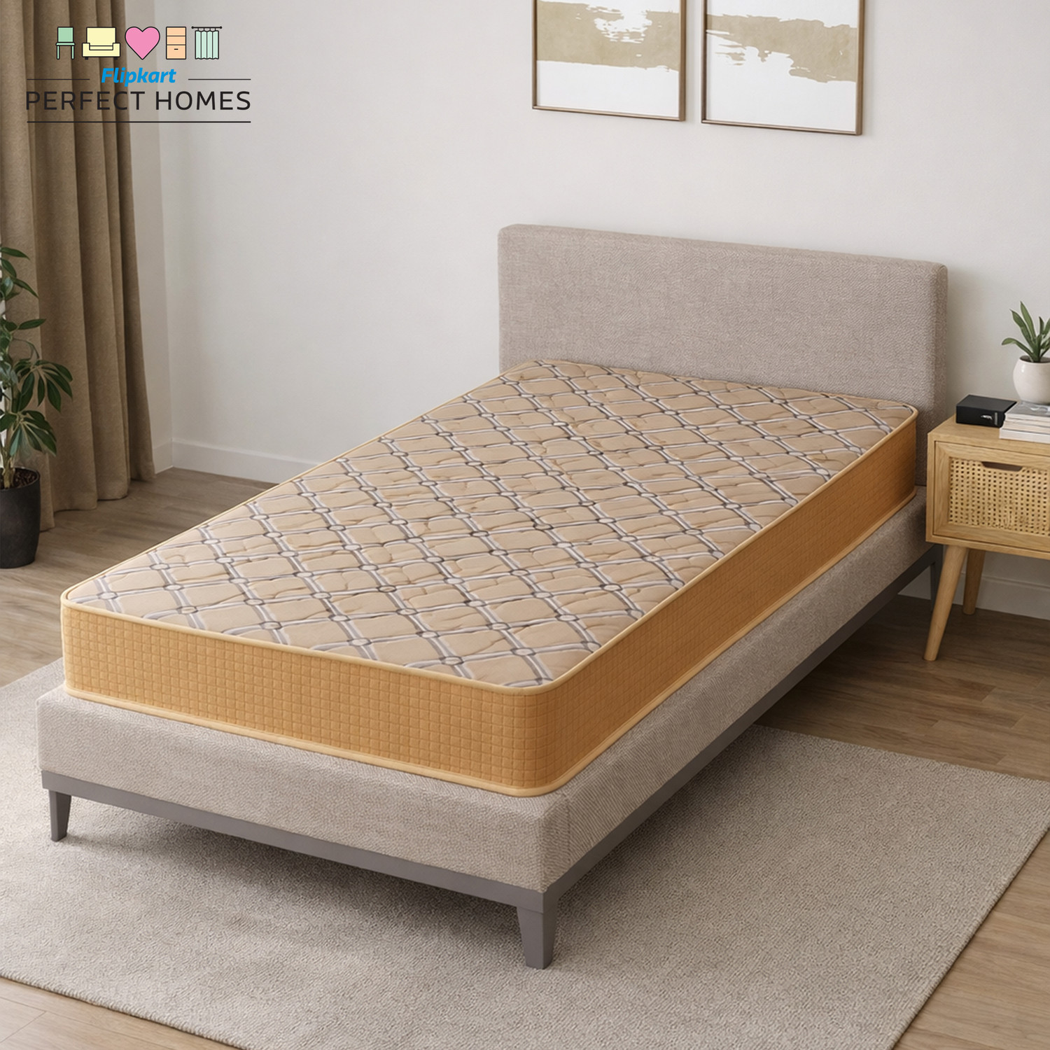 Image of KGF Orthopedic Hard & Soft Dual Flip Reversible 4 inch Single High Resilience (HR) Foam Mattress (L x W: 75 inch x 36 inch)