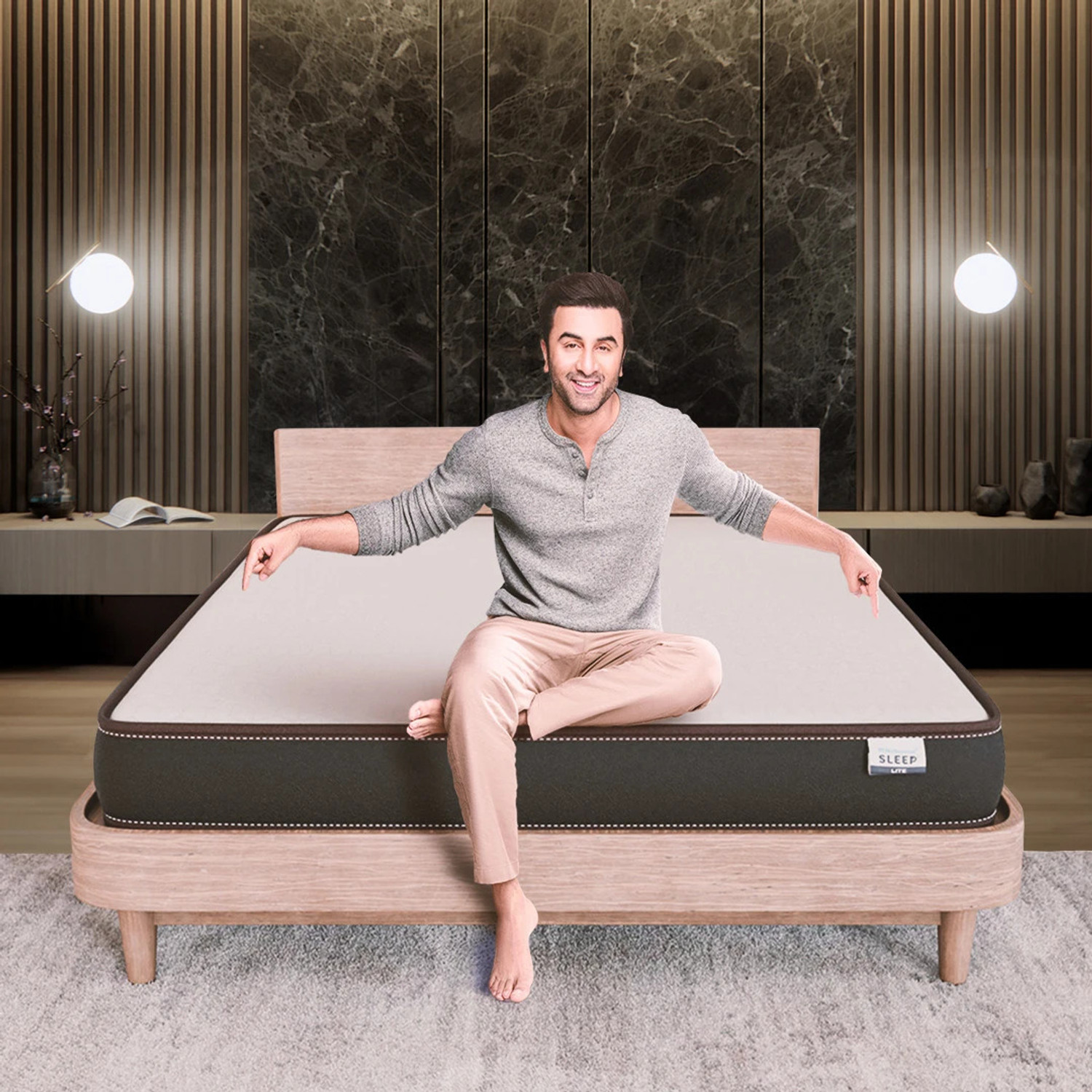 Image of FURLENCO Allen Brand New Engineered Wood Queen Bed, 210 cm x 154 cm (6.89 ft x 5.05 ft) (Finish Color - White, Delivery Condition - Knock Down)