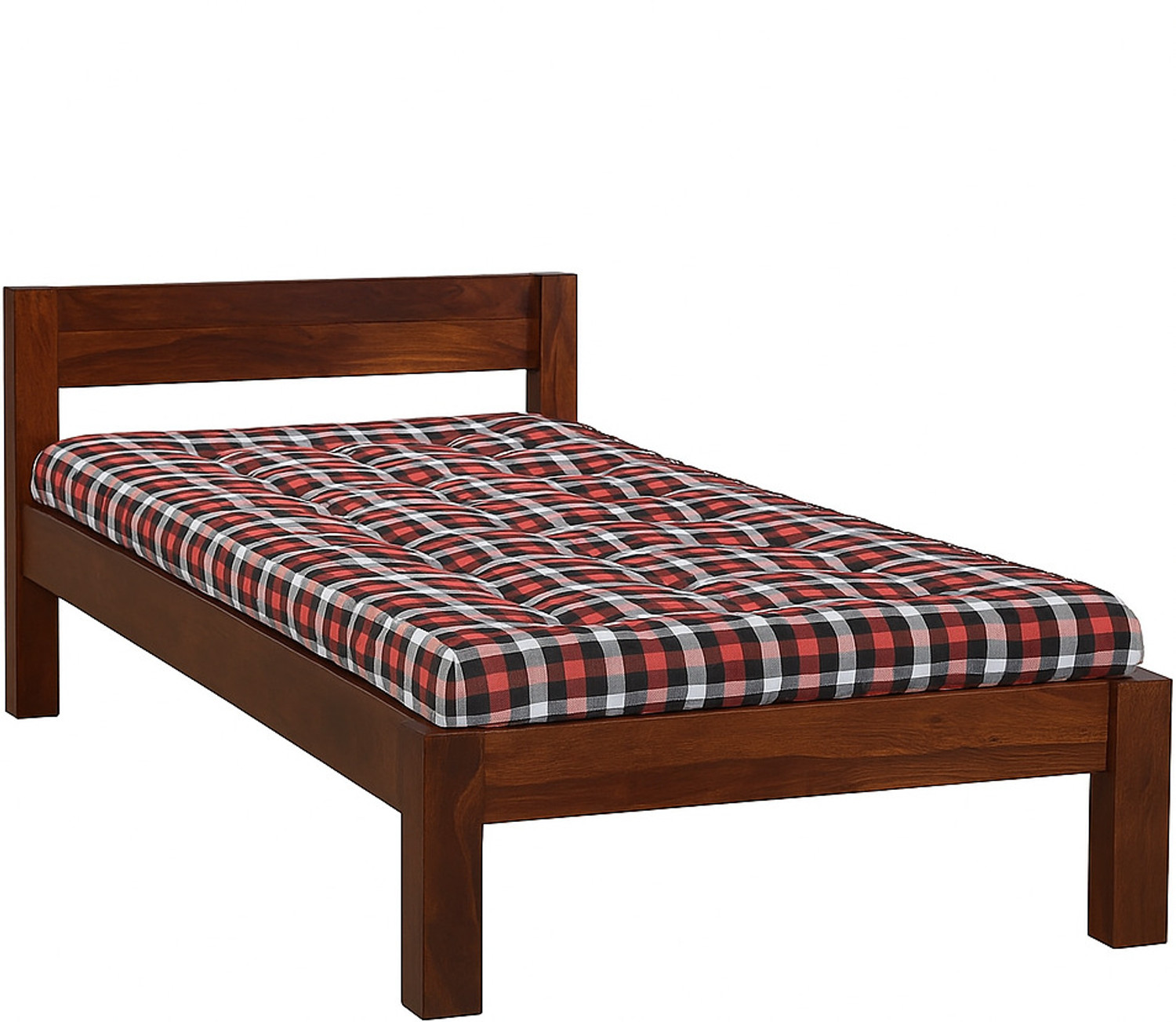 Image of ssb Solid Wood Queen Bed, 80 cm x 150 cm (2.62 ft x 4.92 ft) (Finish Color - brown, Delivery Condition - Pre-assembled)