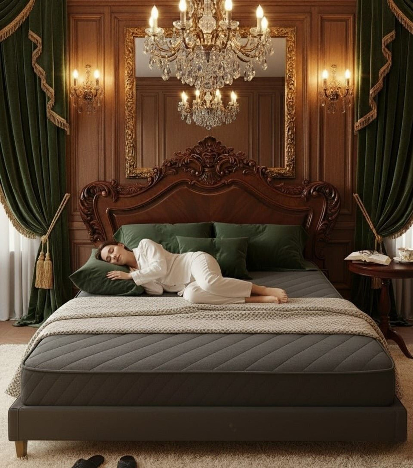Image of FURLENCO Allen Brand New Engineered Wood Queen Bed, 210 cm x 154 cm (6.89 ft x 5.05 ft) (Finish Color - White, Delivery Condition - Knock Down)