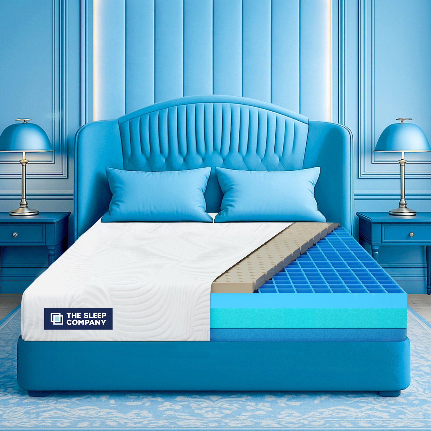 Image of The Sleep Company SmartGRID Orthopedic Pro SnowTec - Doctor Recommended 5 Zone Pressure Relief 8.0 inch Queen High Density (HD) Foam Mattress (L x W: 78 inch x 66 inch)